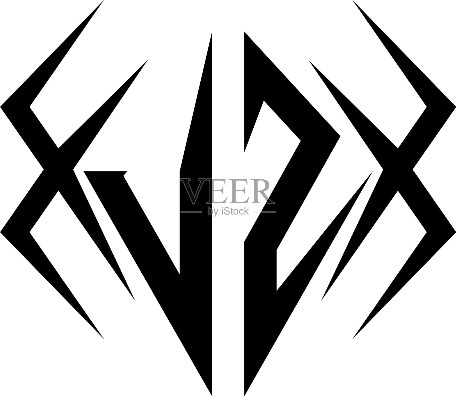 初始的vz标志设计具有很酷的标志风格插画图片素材