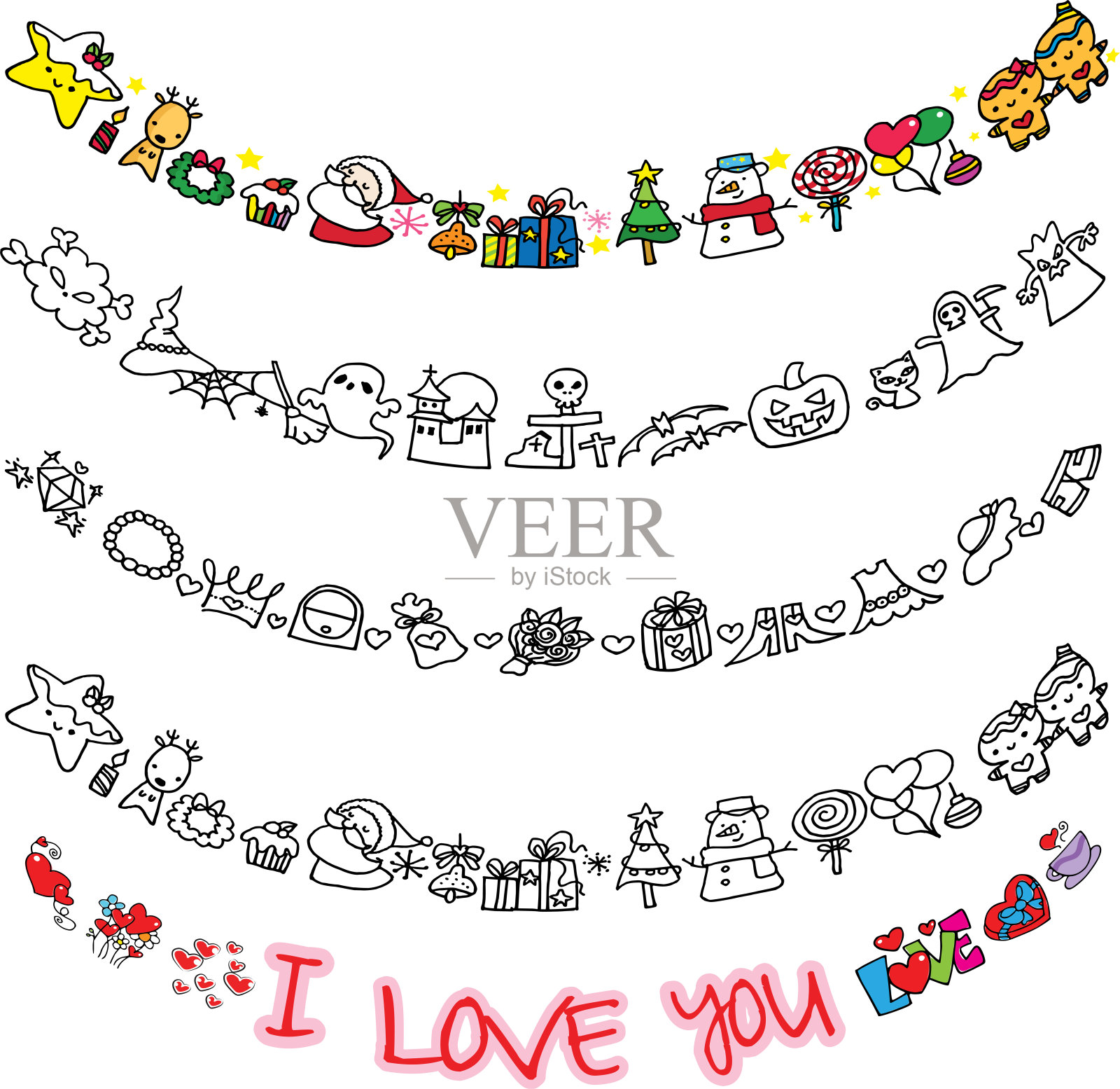 矢量卡通圣诞老人的背景插画图片素材