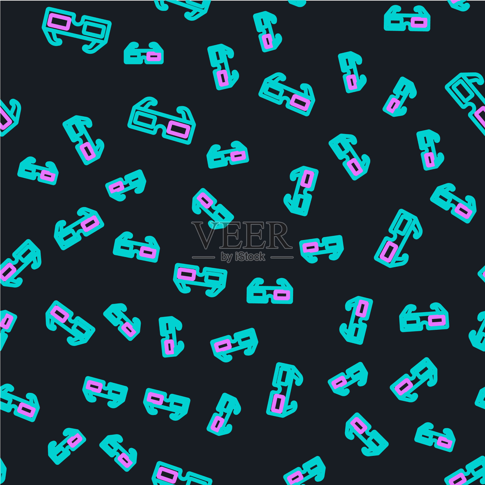 线3d电影眼镜图标隔离无缝插画图片素材