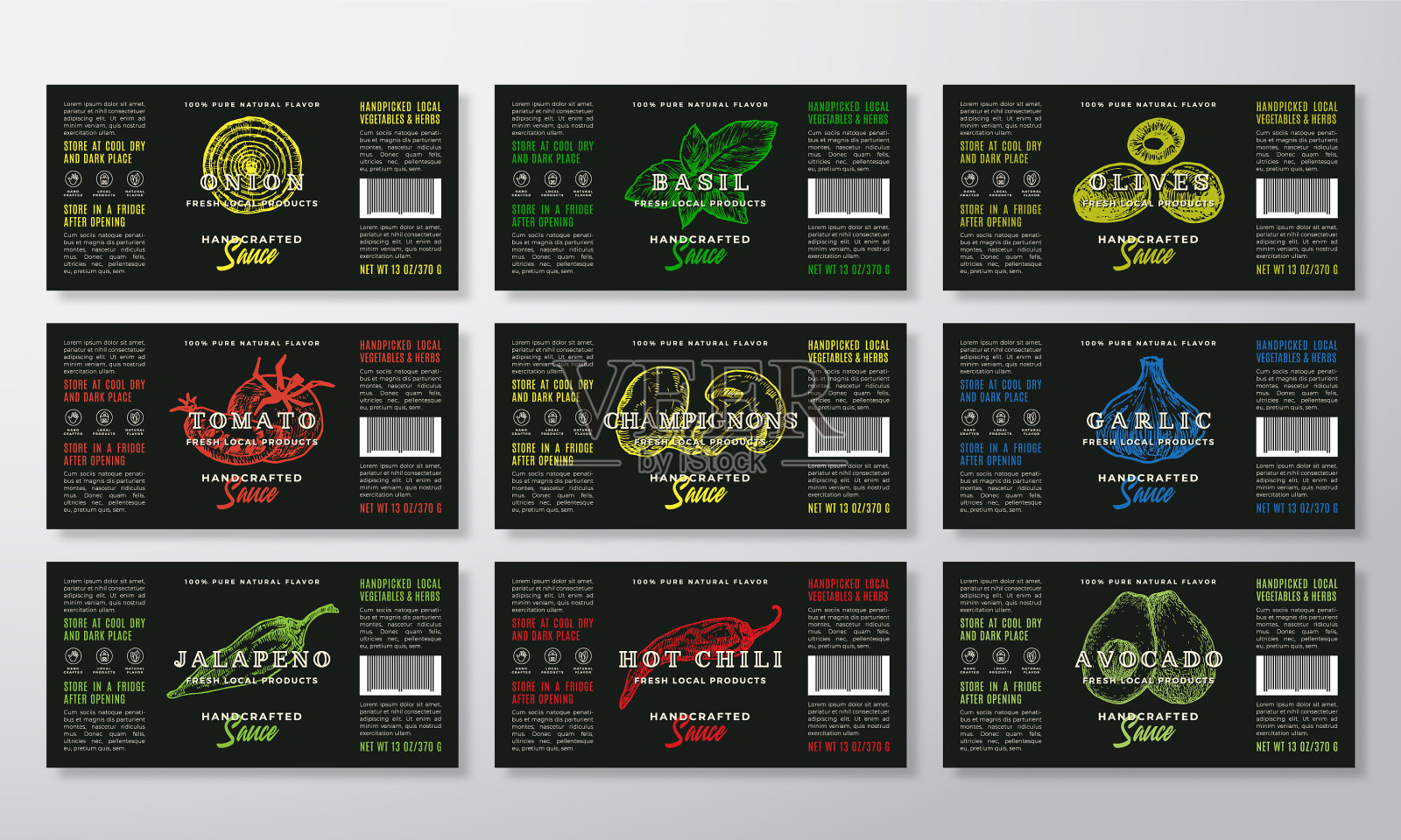 手工制作的酱料标签模板集合插画图片素材