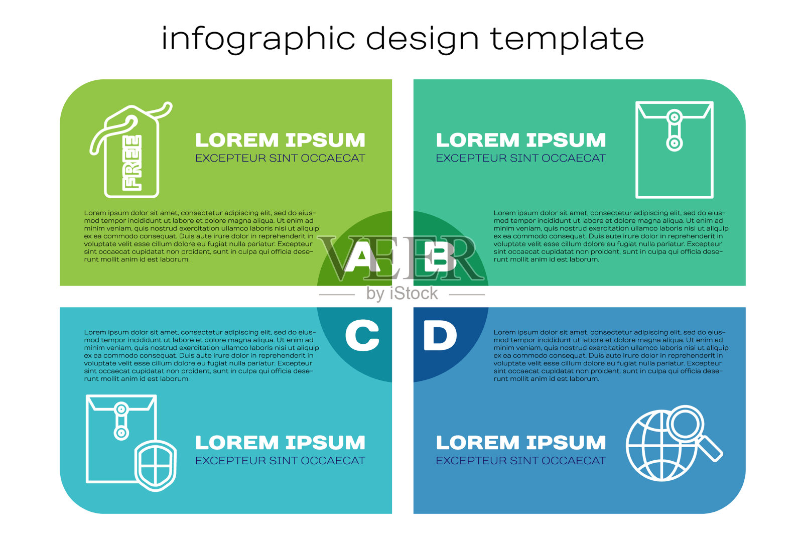 设置线信封与盾牌价格标签与免费插画图片素材