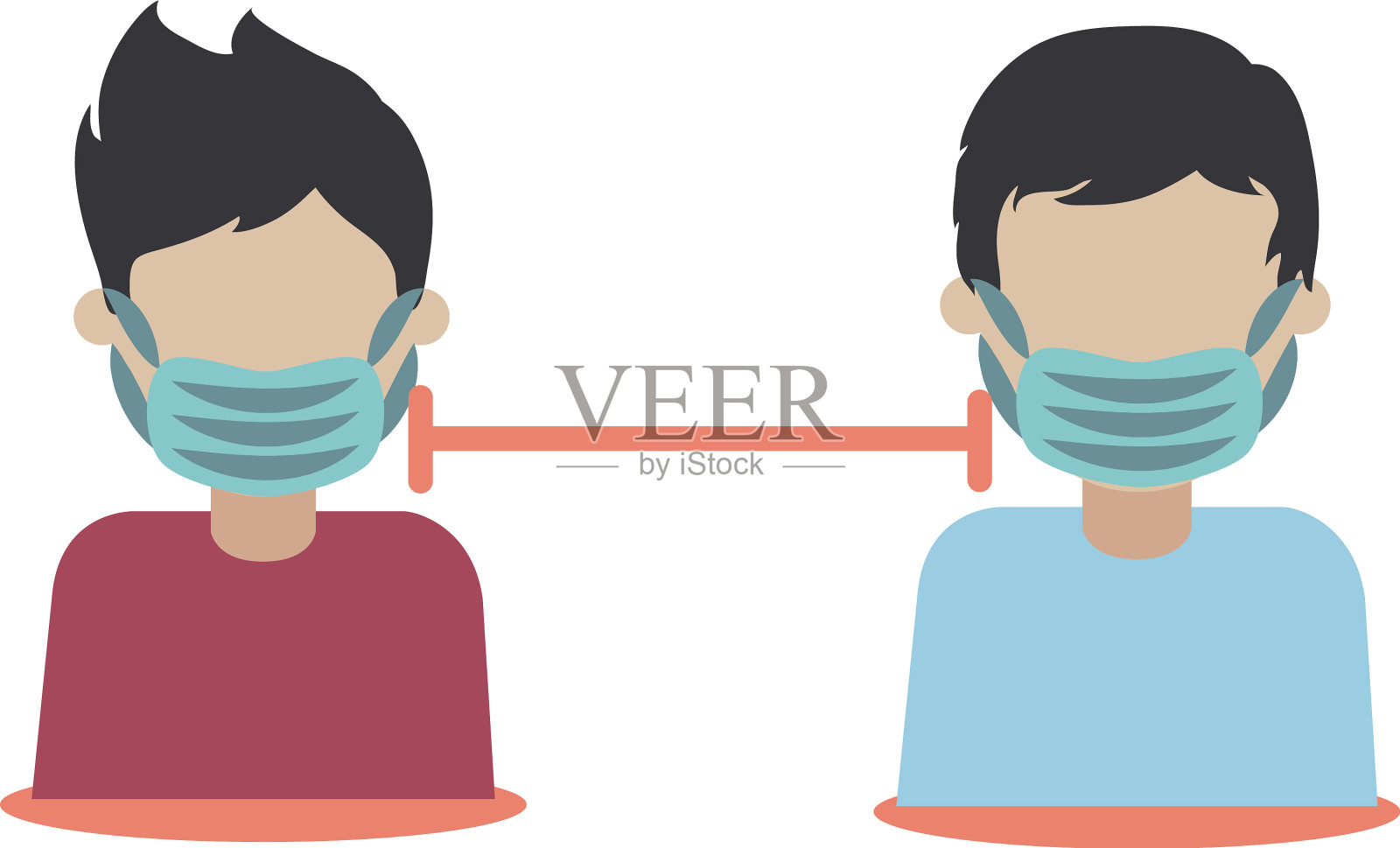 Covid - 19冠状病毒社交距离人们设计元素图片