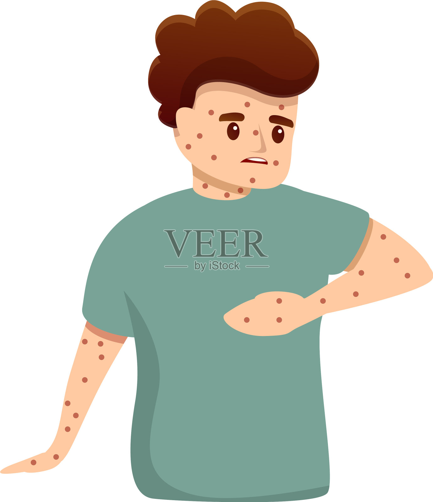 儿童麻疹图标卡通风格设计元素图片