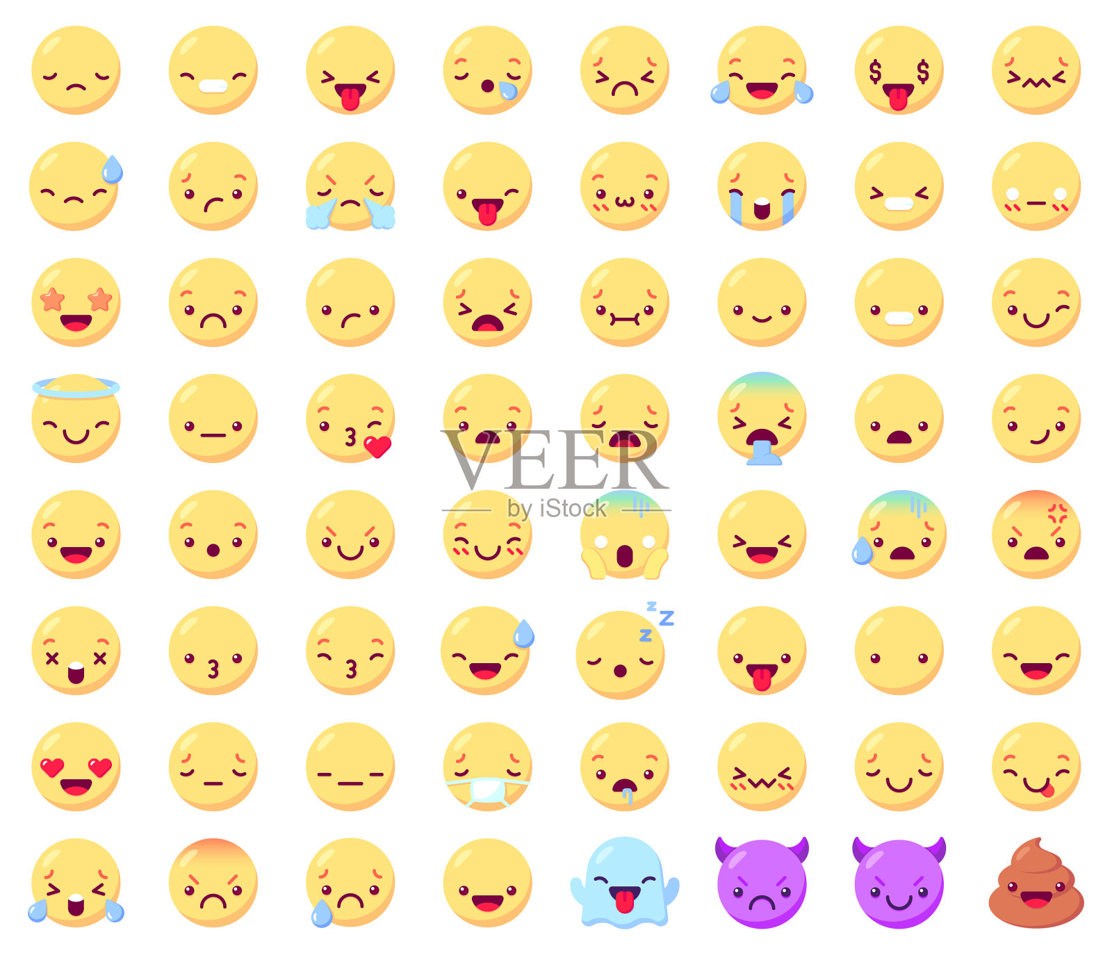 平淡的表情符号，黄色笑脸插画图片素材