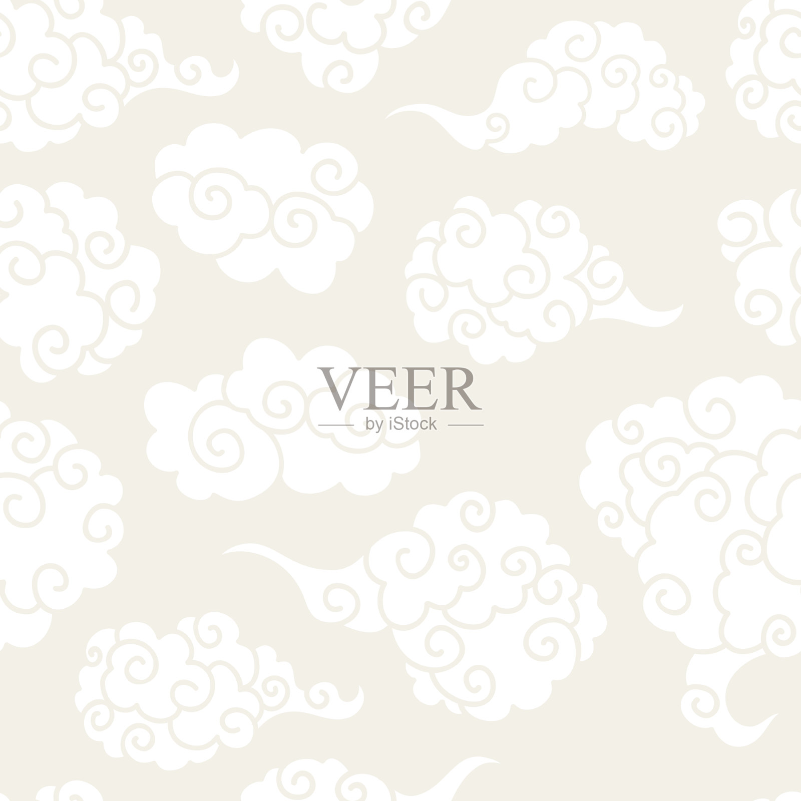 中国云烟矢量无缝模式。插画图片素材