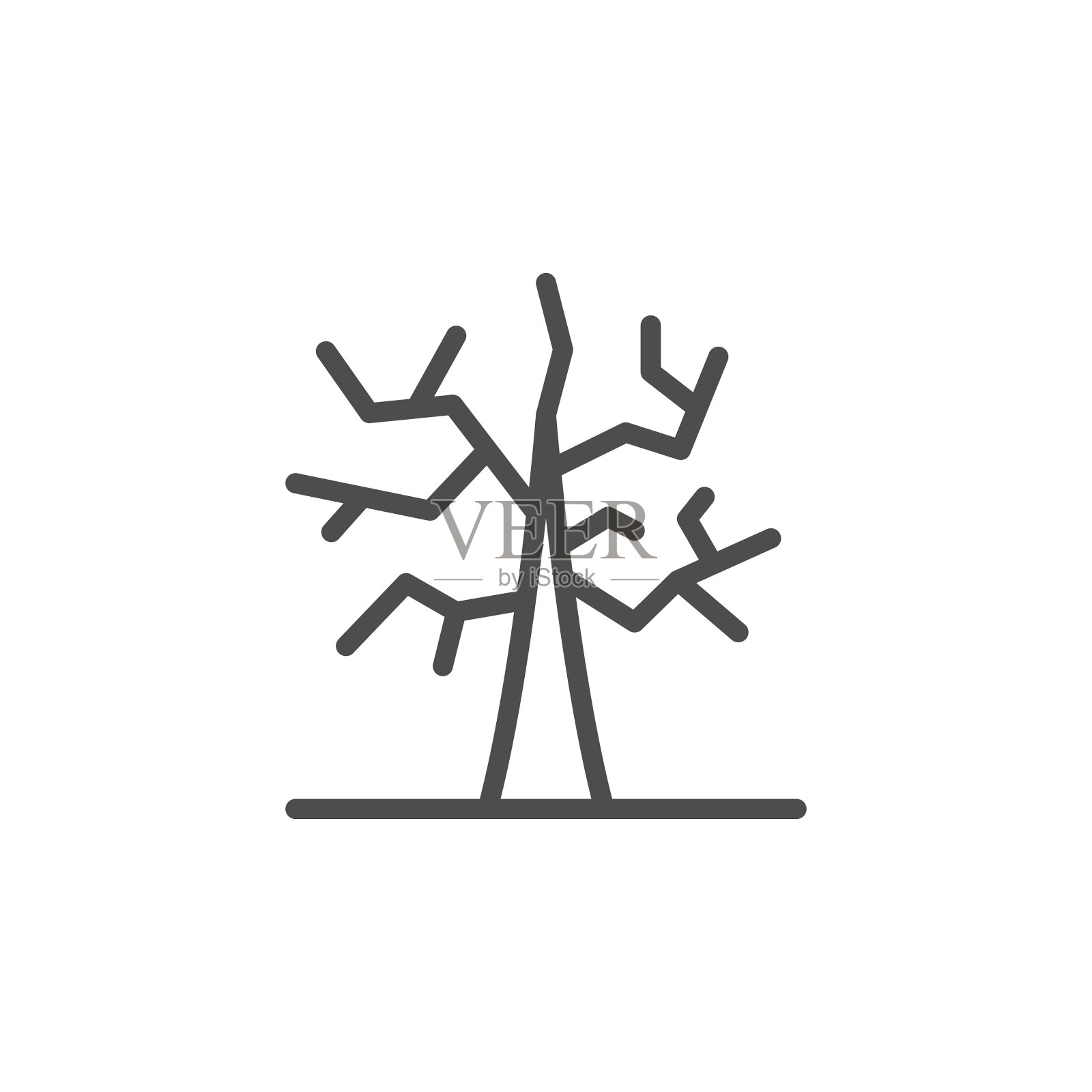 干树线轮廓图标设计元素图片