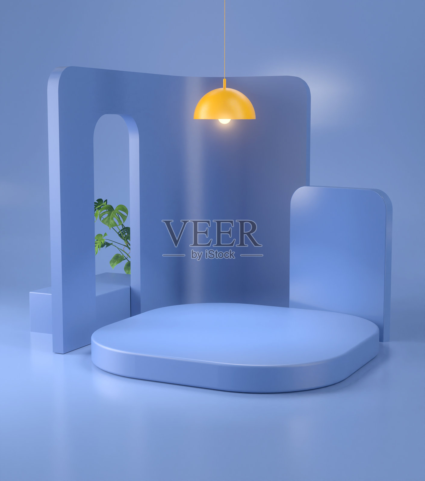 平台和抽象几何的3d渲染。照片摄影图片