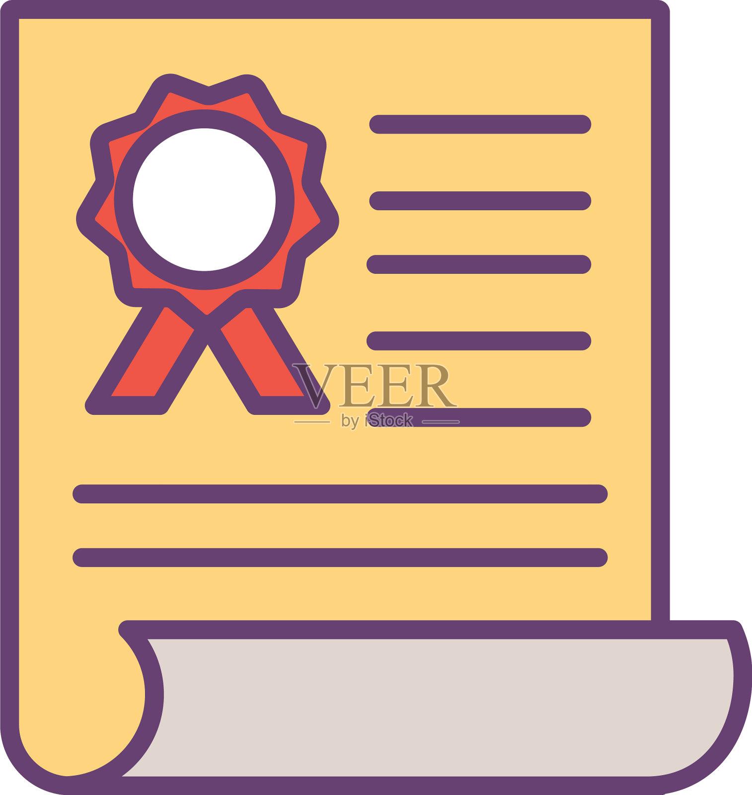 学校文凭线和填充样式图标插画图片素材