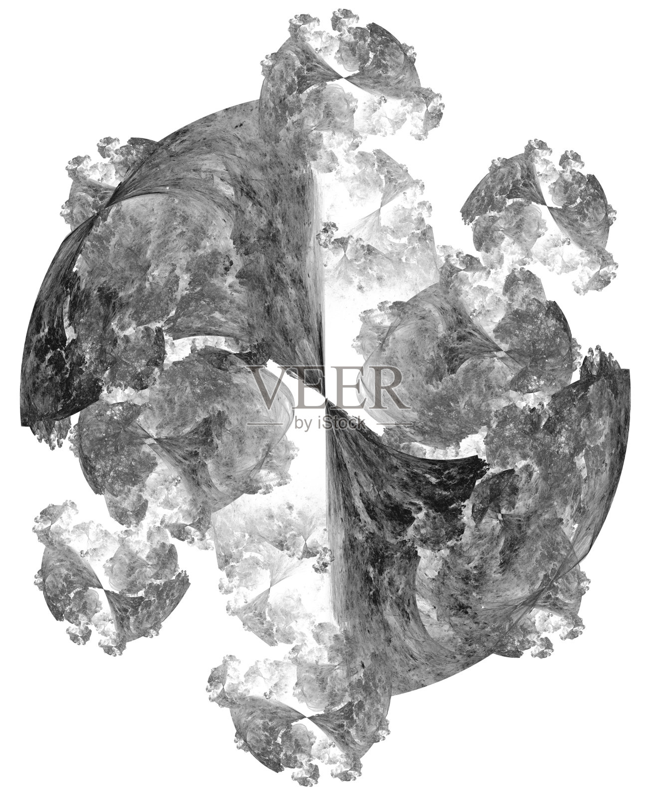 黑白抽象分形插图上的白色背景照片摄影图片