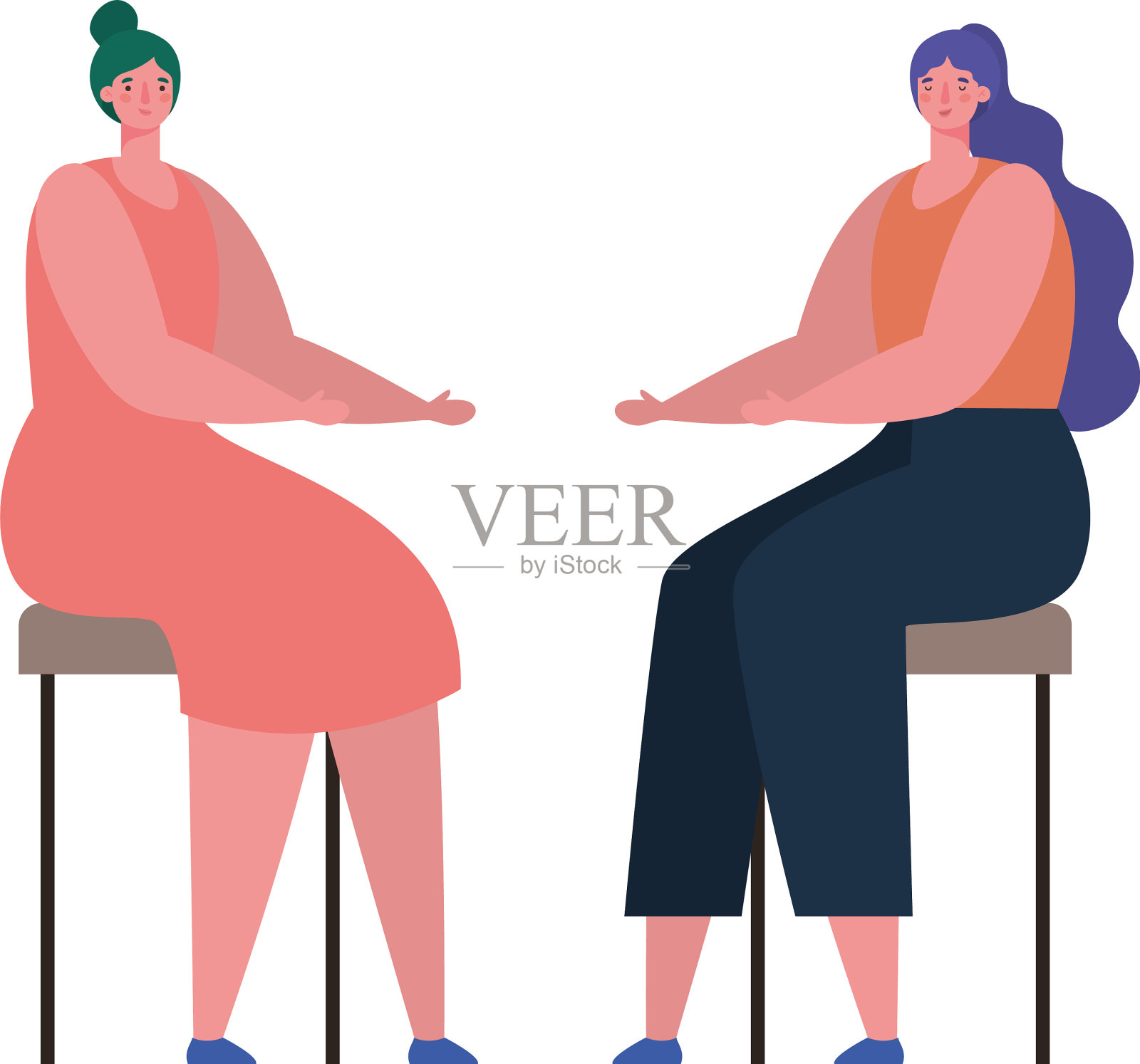 女性头像坐在椅子上设计插画图片素材