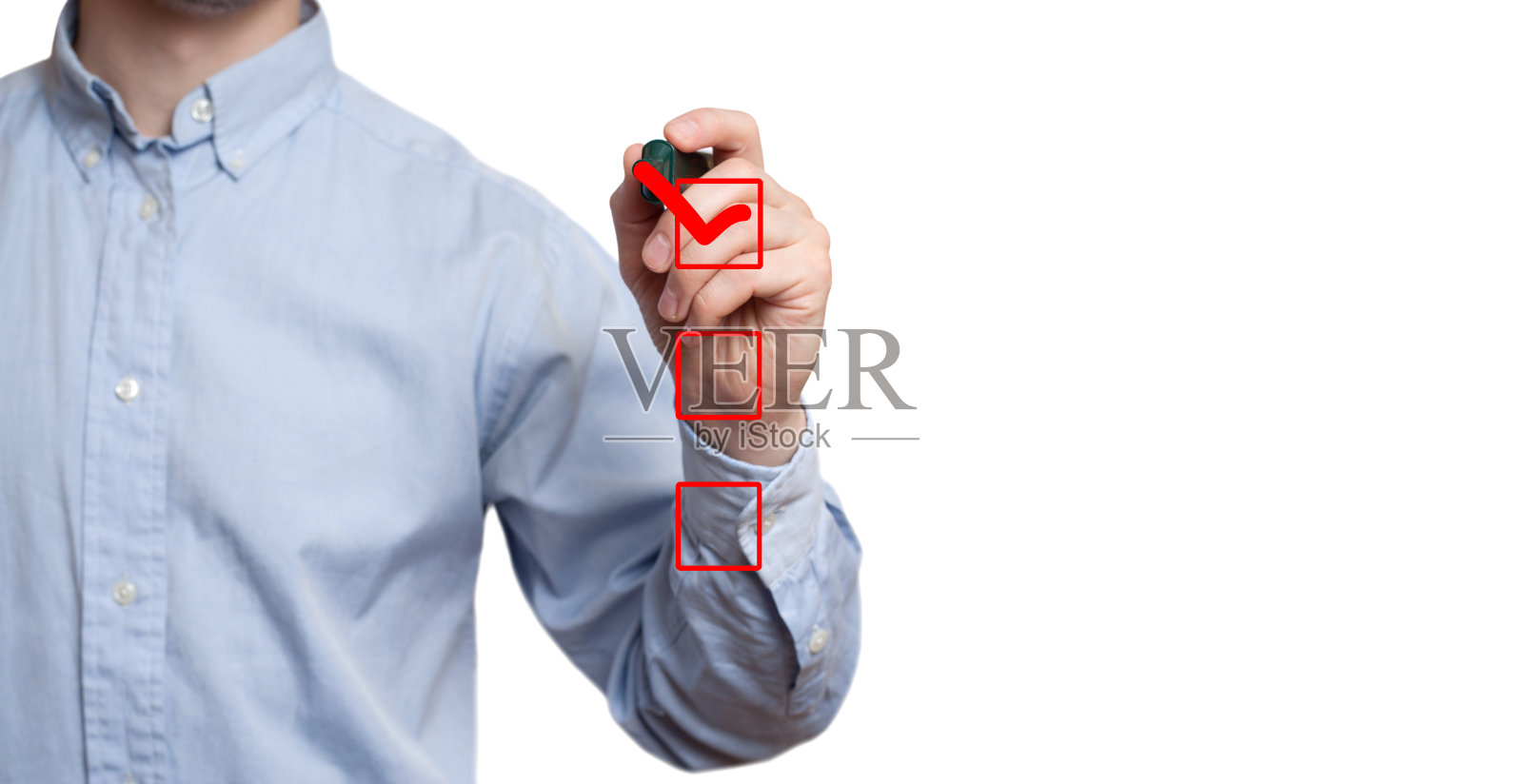 商人检查标记检查清单标记孤立在白色背景上照片摄影图片