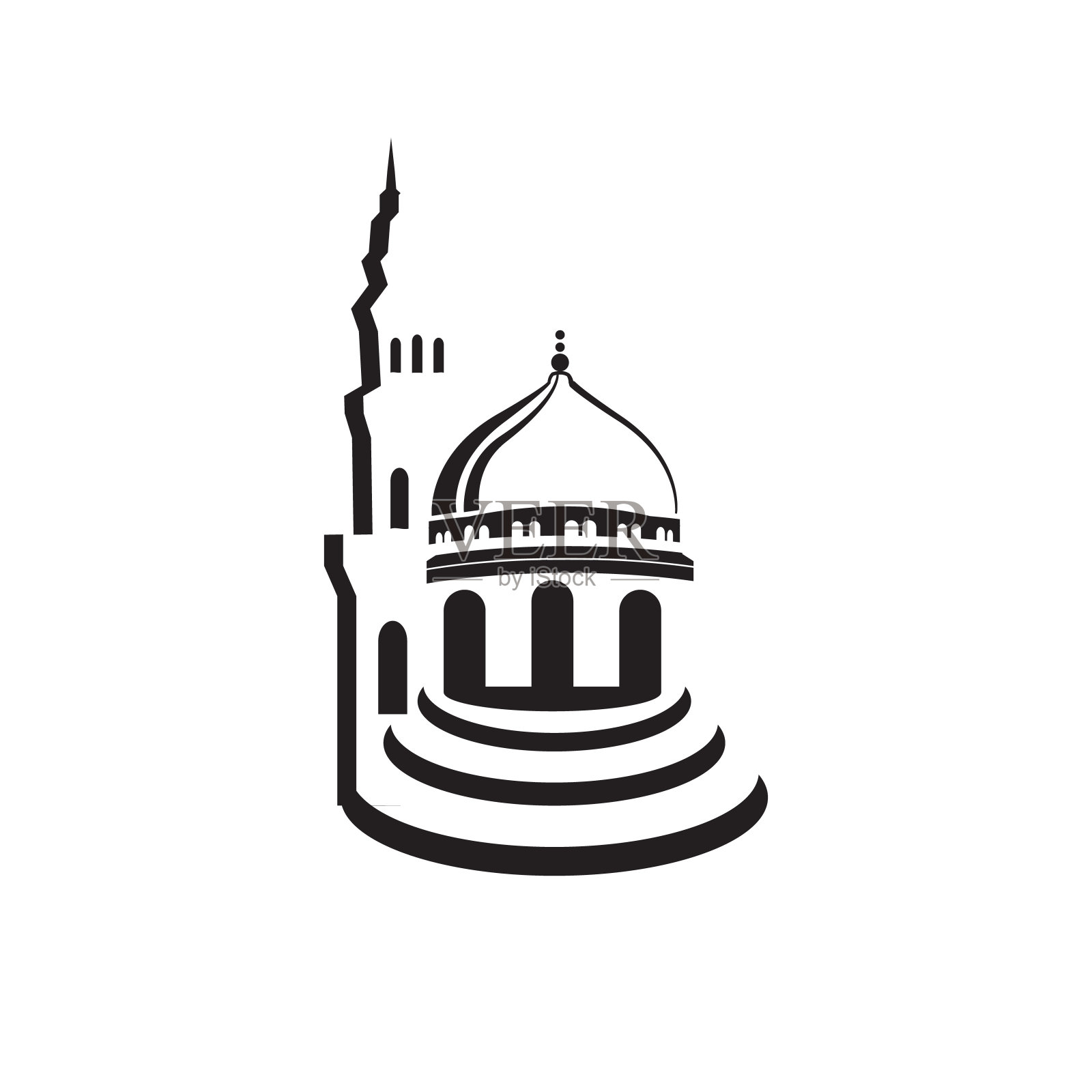 伊斯兰中心建筑伊斯兰中心清真寺标志设计图形概念向量插画图片素材