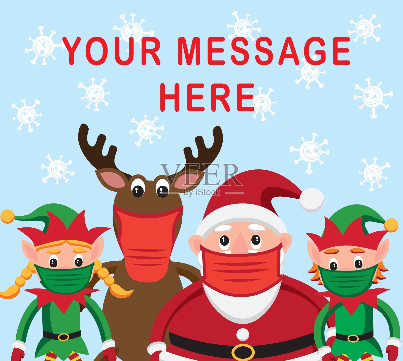 冠状病毒的圣诞节设计模板素材