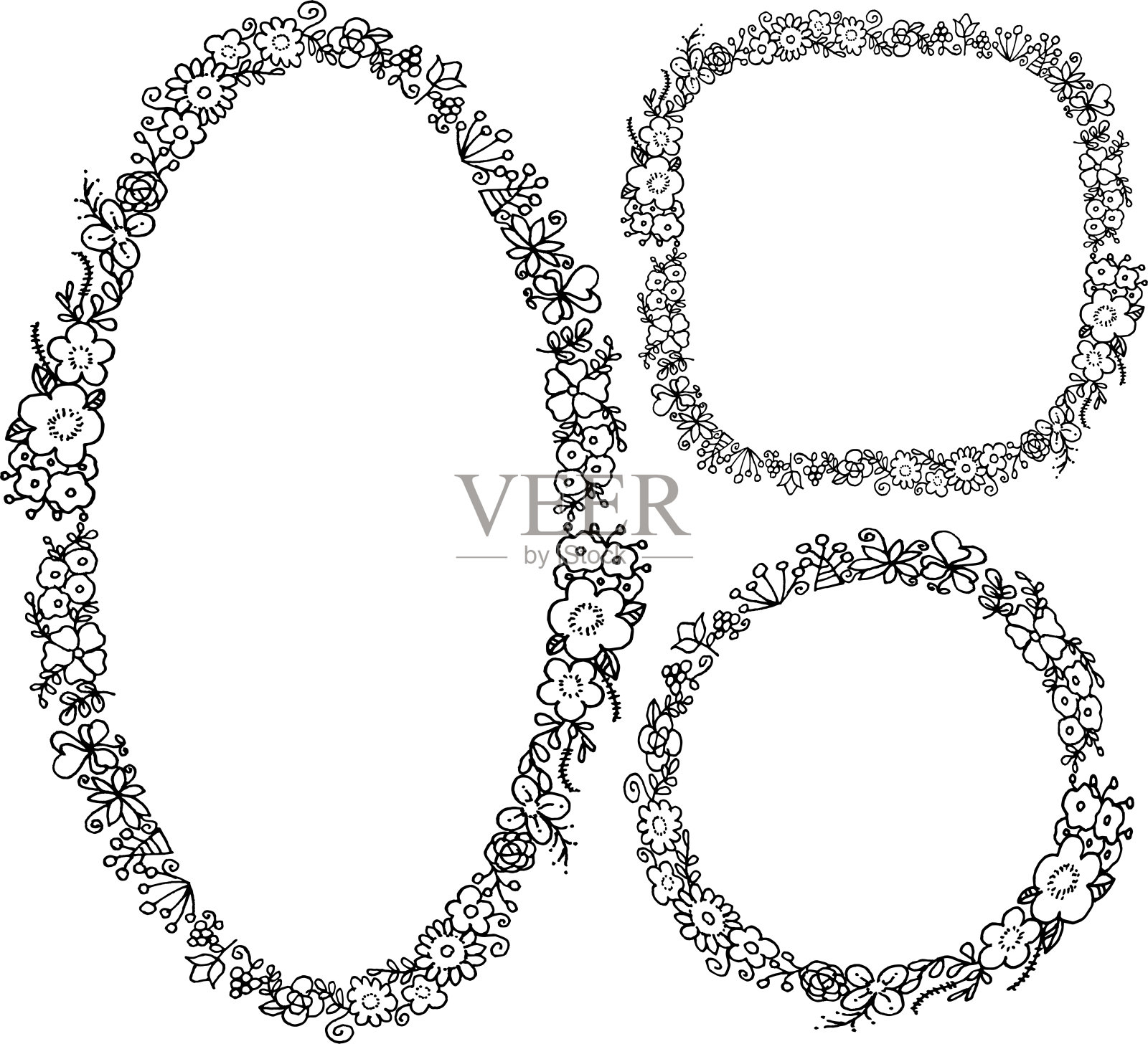 矢量卡通花边框背景插画图片素材
