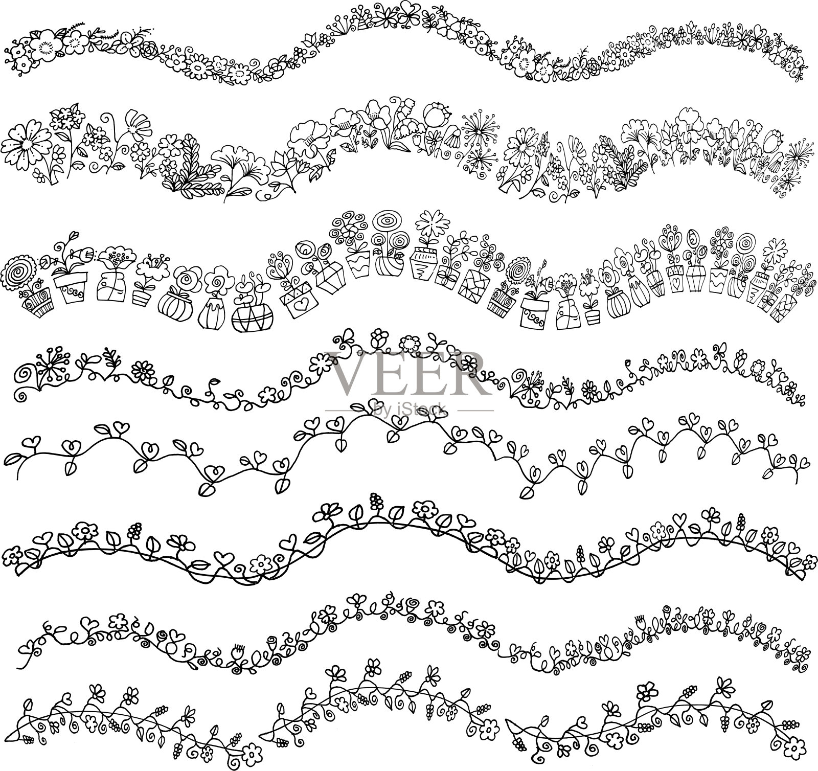 矢量卡通花边框背景插画图片素材