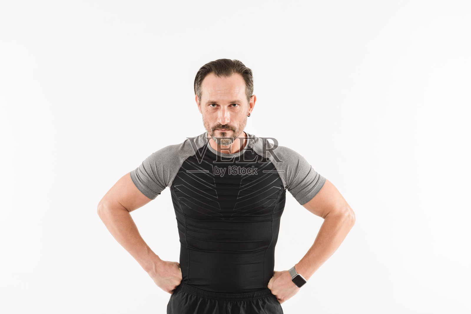 一个自信成熟的运动员的肖像照片摄影图片