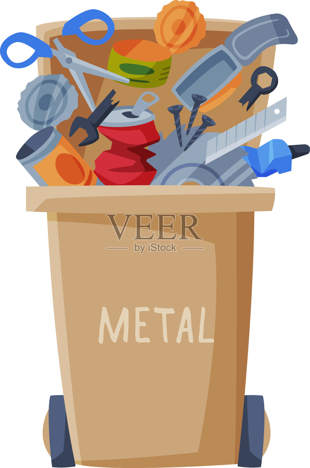 垃圾分类垃圾桶用金属分类垃圾设计元素图片