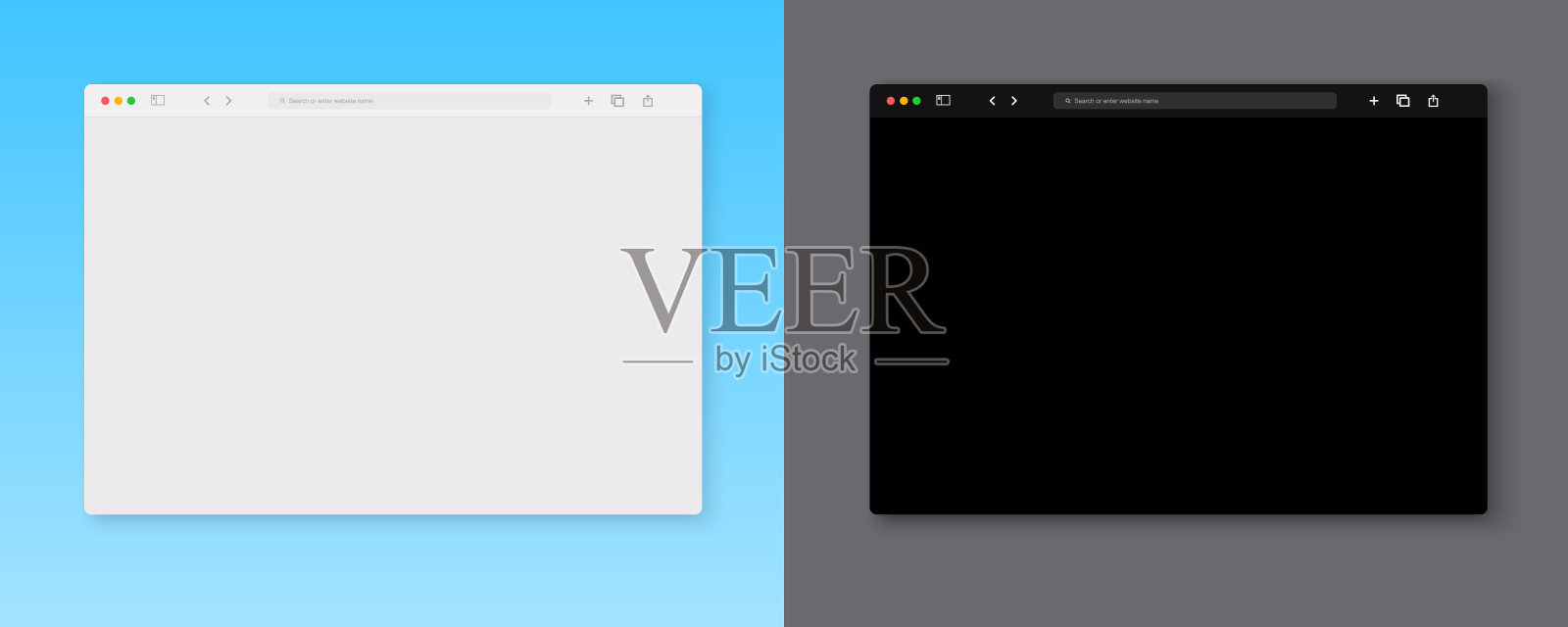 Web浏览器窗口模板。平面设计的空白屏幕网页浏览器。矢量图插画图片素材