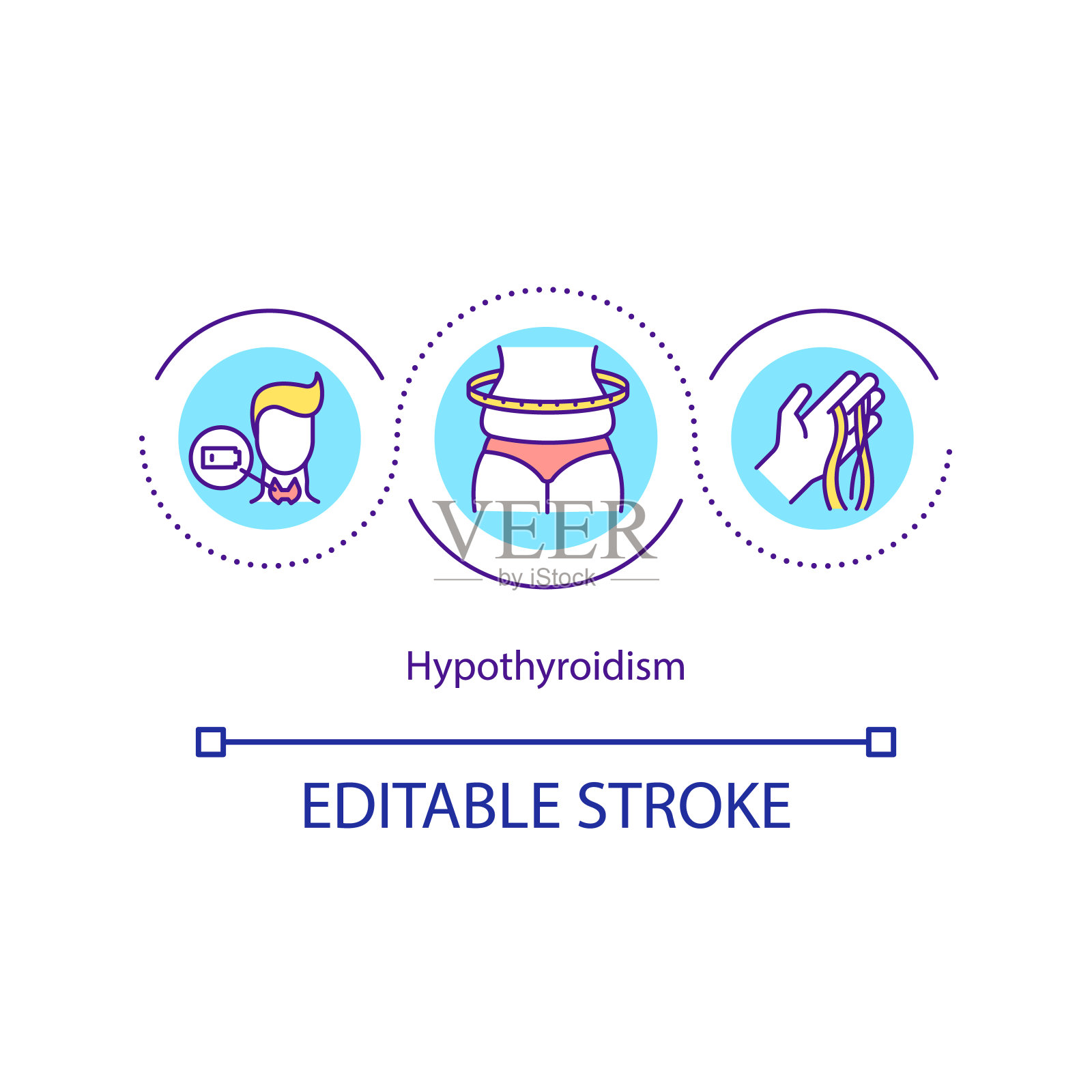甲状腺功能减退概念图标插画图片素材