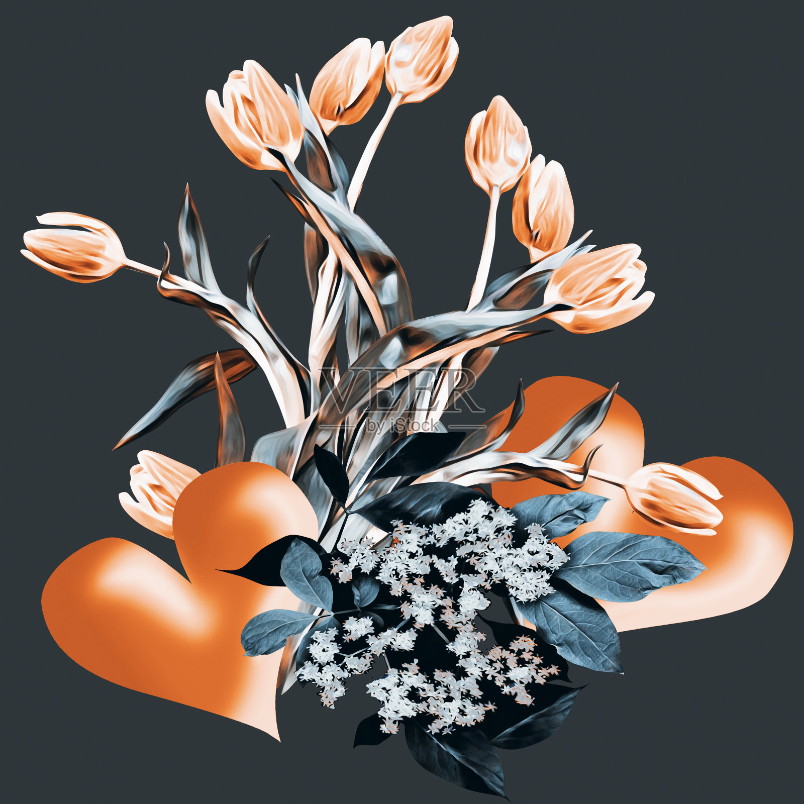 情人节花束，艺术模板。插画图片素材