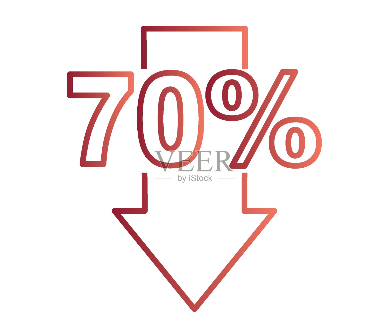 百分比下降线图标隔离在背景上。销售横幅模板设计。特别提供横幅矢量插图。插图。插画图片素材