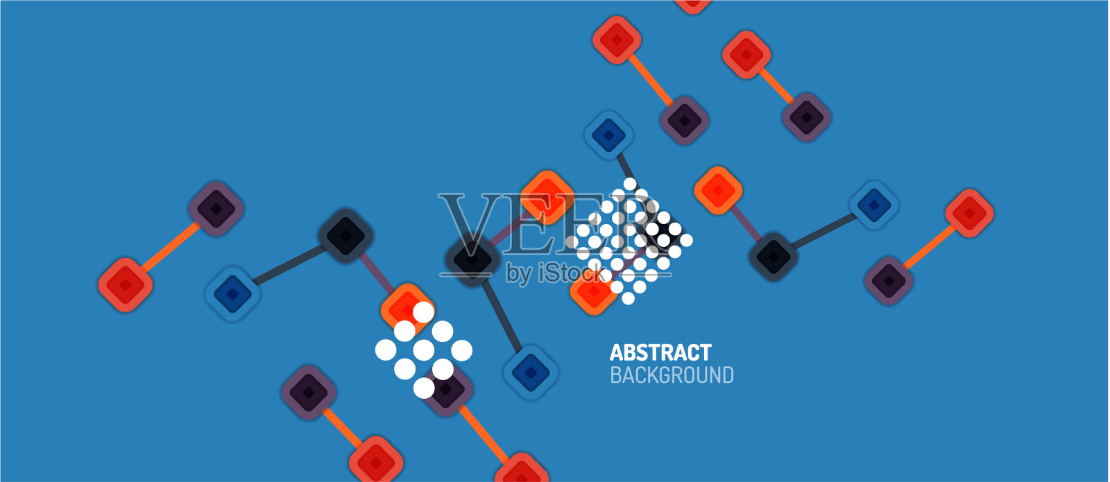 抽象的正方形网点连接方式插画图片素材