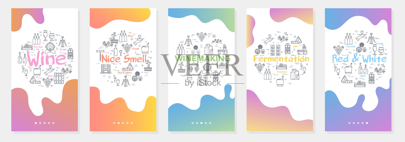 垂直五行条幅具有线条概念插画图片素材