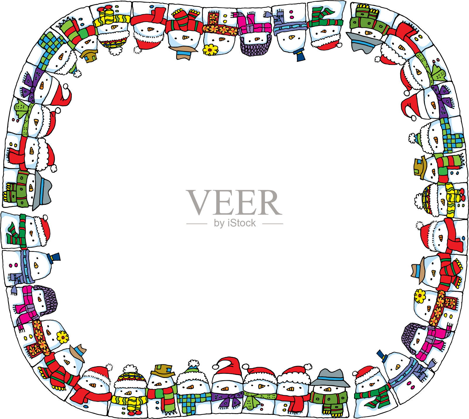 矢量卡通雪人边界背景插画图片素材