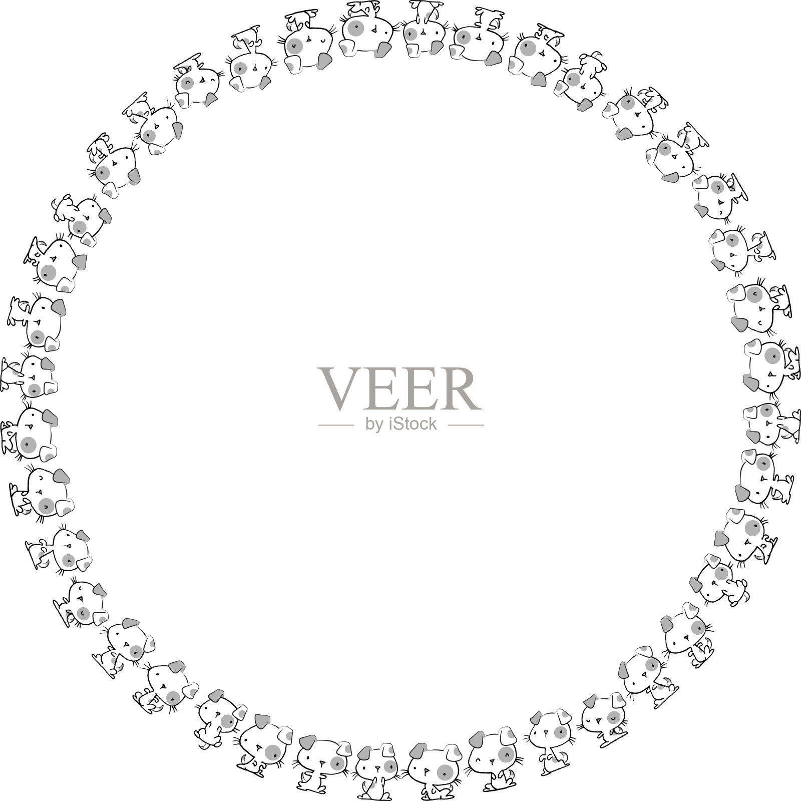 矢量卡通小狗边界背景插画图片素材