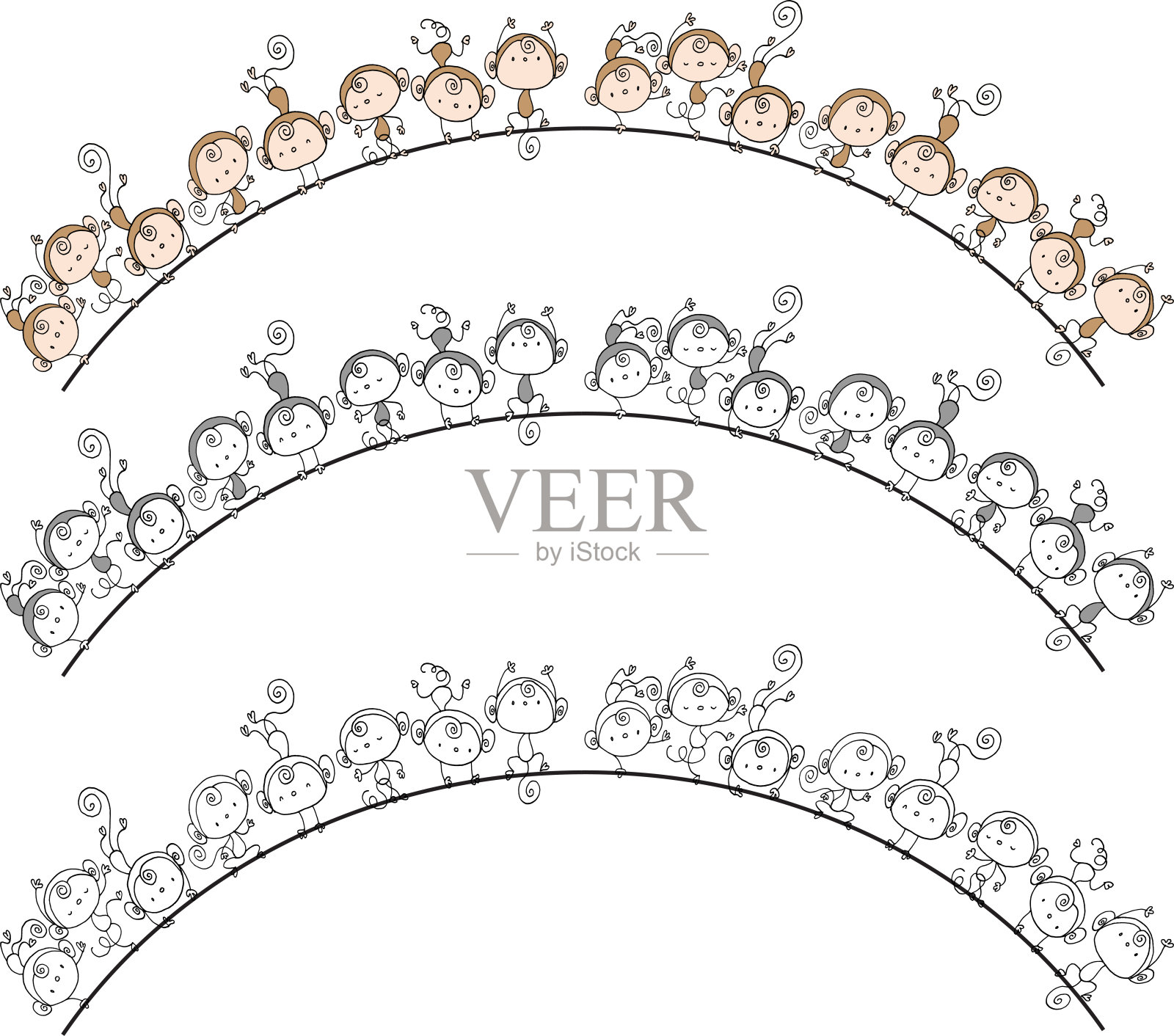 矢量卡通猴子边框背景设计元素图片
