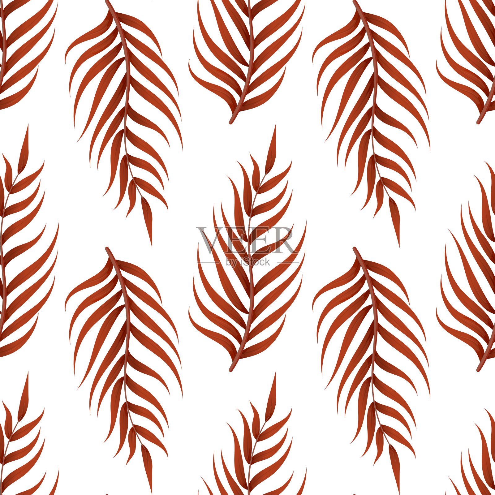 叶子无缝模式。棕叶插画图片素材