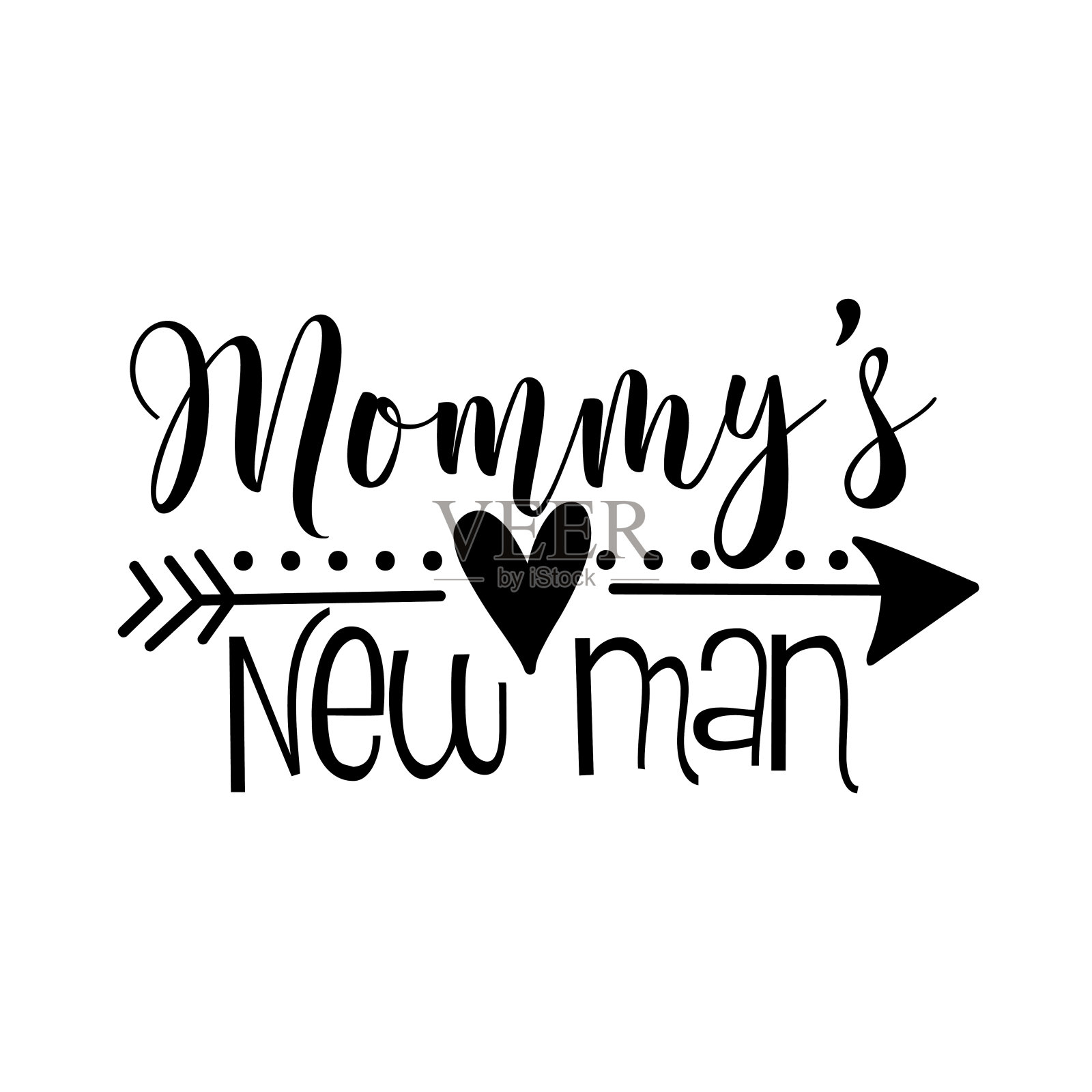 妈妈的新男人-有趣的文字与箭头符号插画图片素材