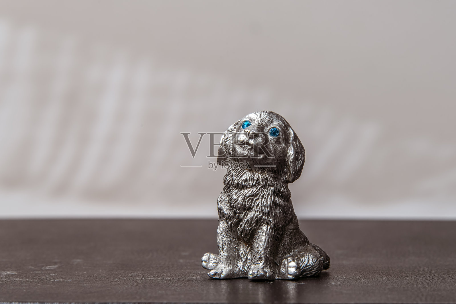 模糊的背景上一只可爱的狗的形象。等待和希望的概念。照片摄影图片