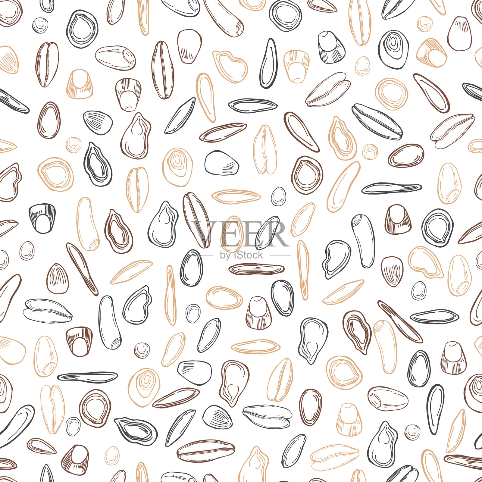 手绘种子无缝图案插画图片素材