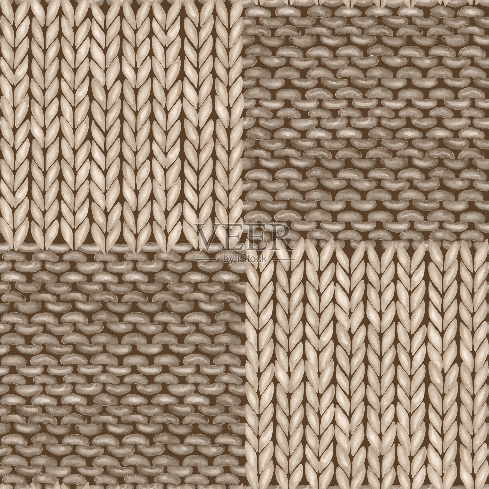 棕色和米色拼接格子编织逼真无缝图案插画图片素材