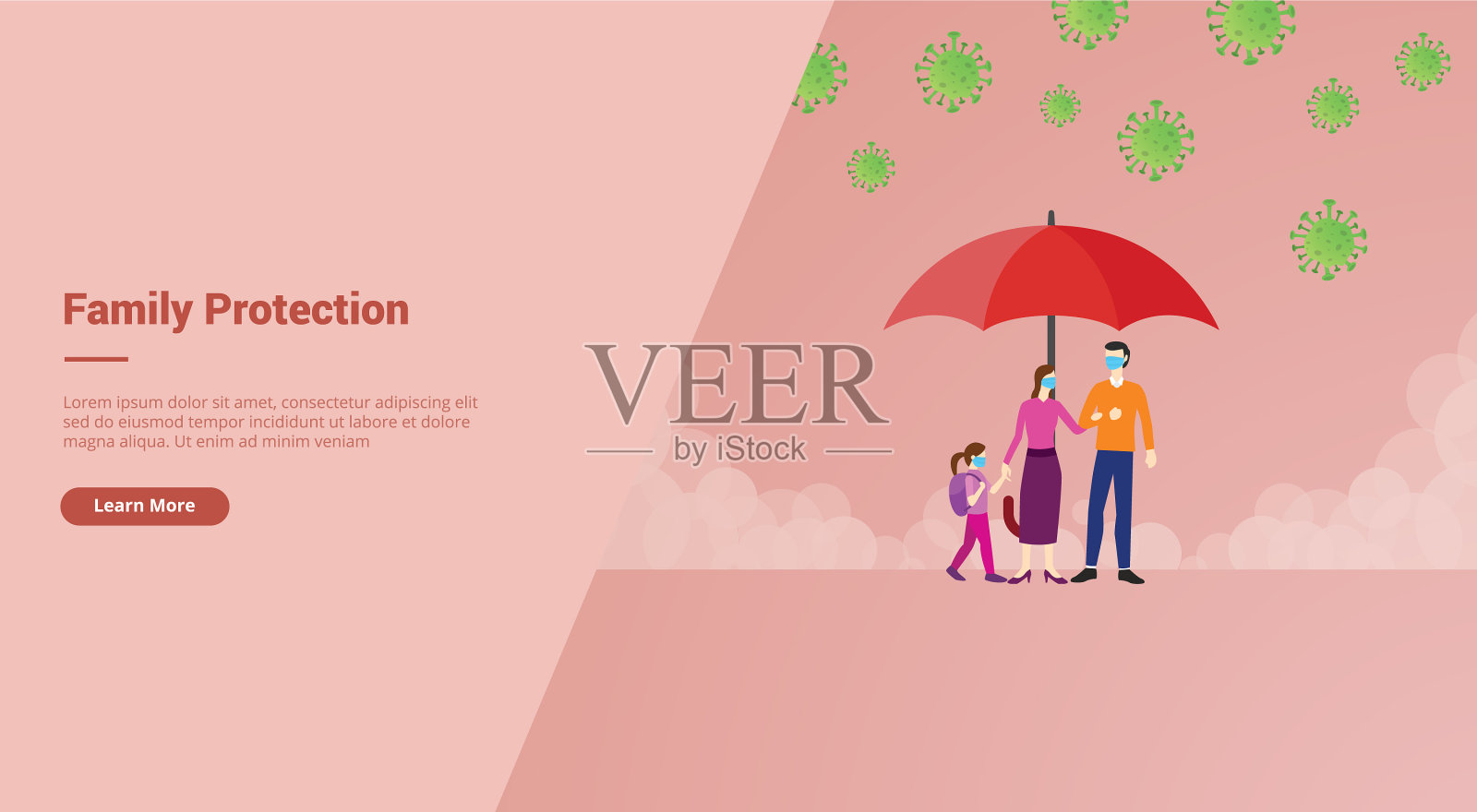 家庭电晕防护使用伞罩插画图片素材