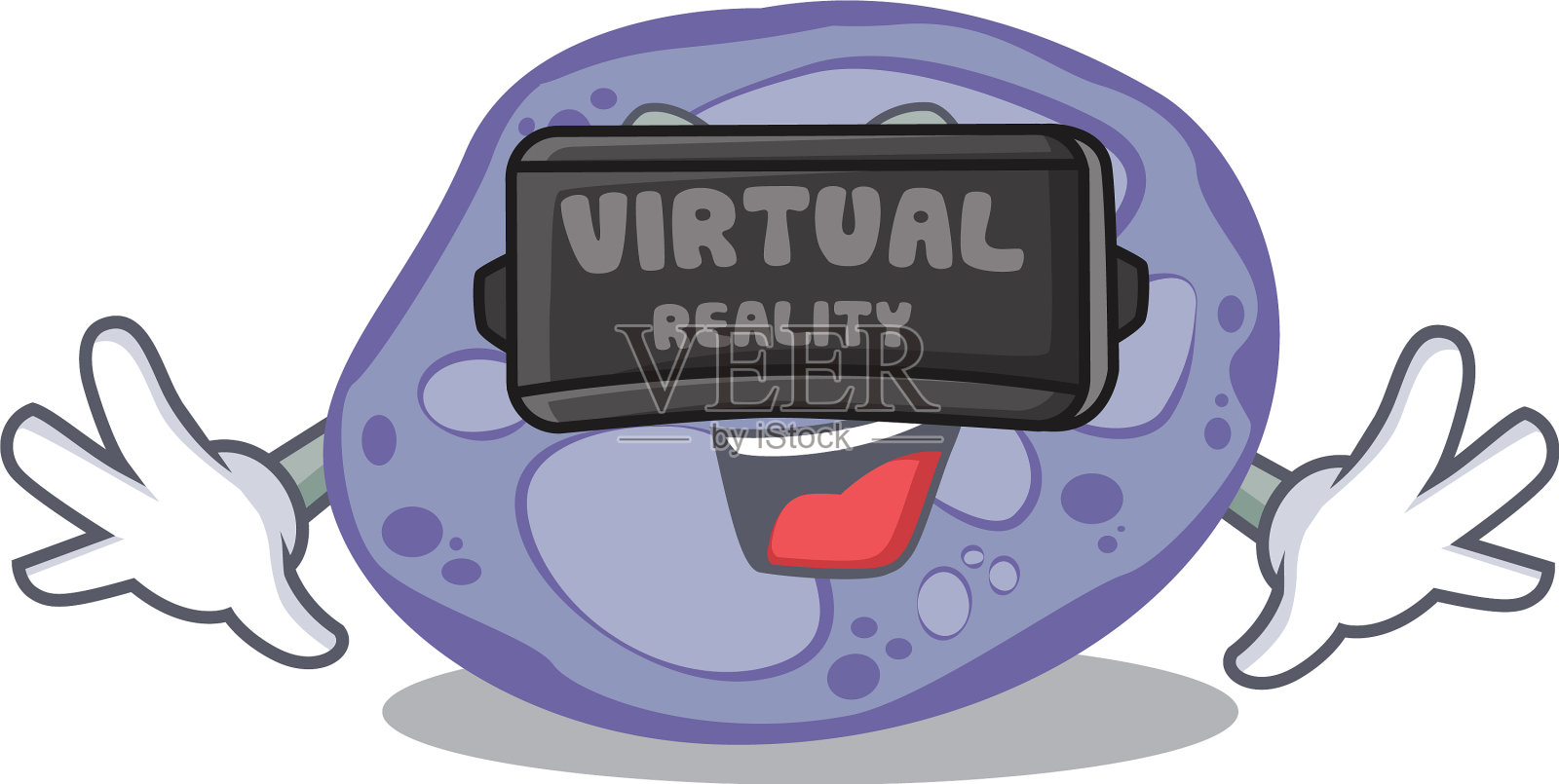 卡通设计风格的蓝色普朗克菌插画图片素材