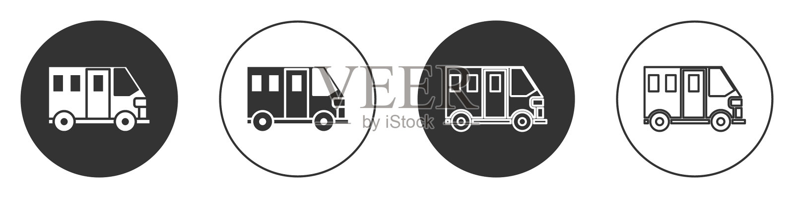 黑色校车图标孤立在白色背景上插画图片素材