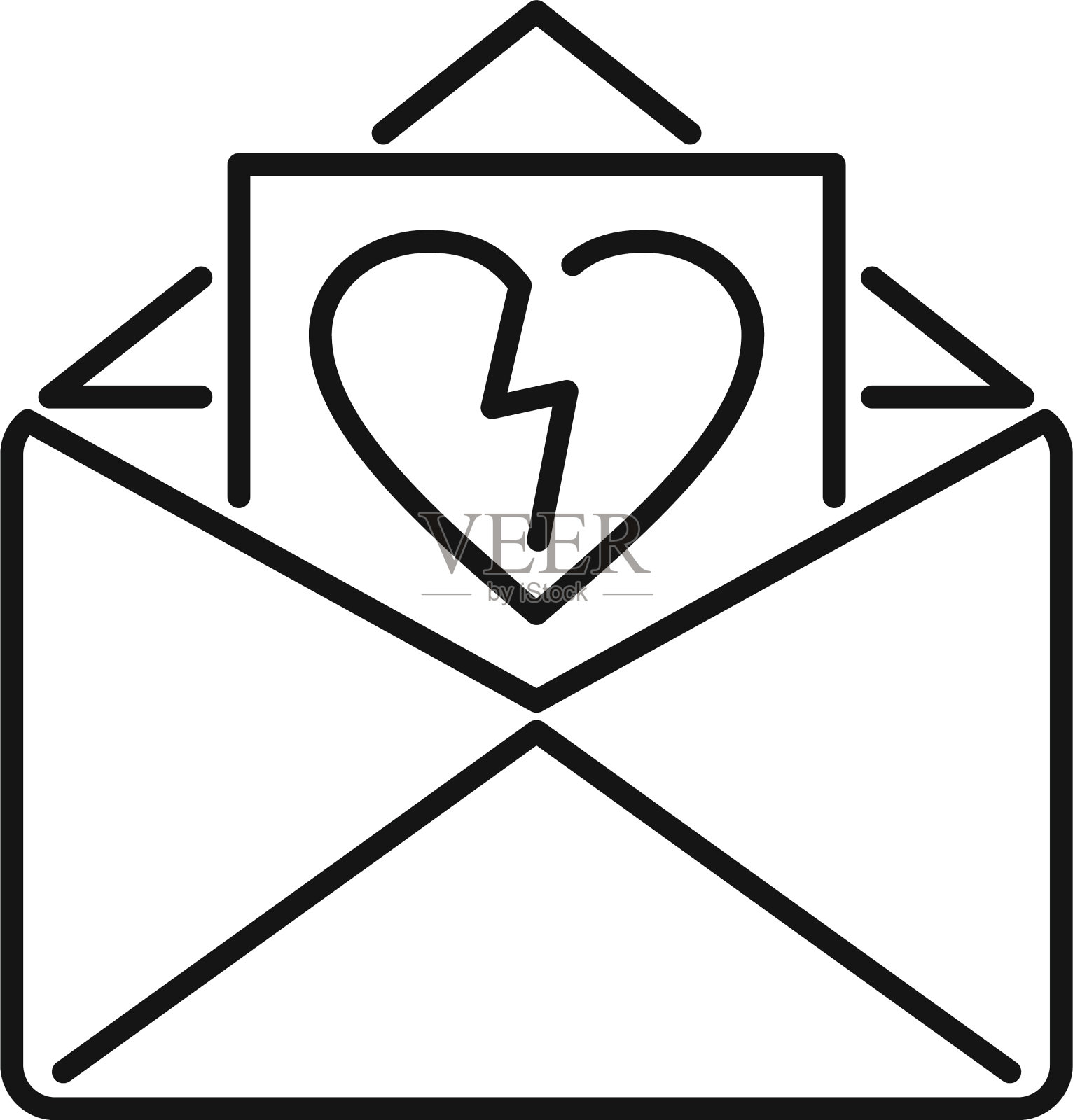 离婚信件的图标轮廓风格设计元素图片
