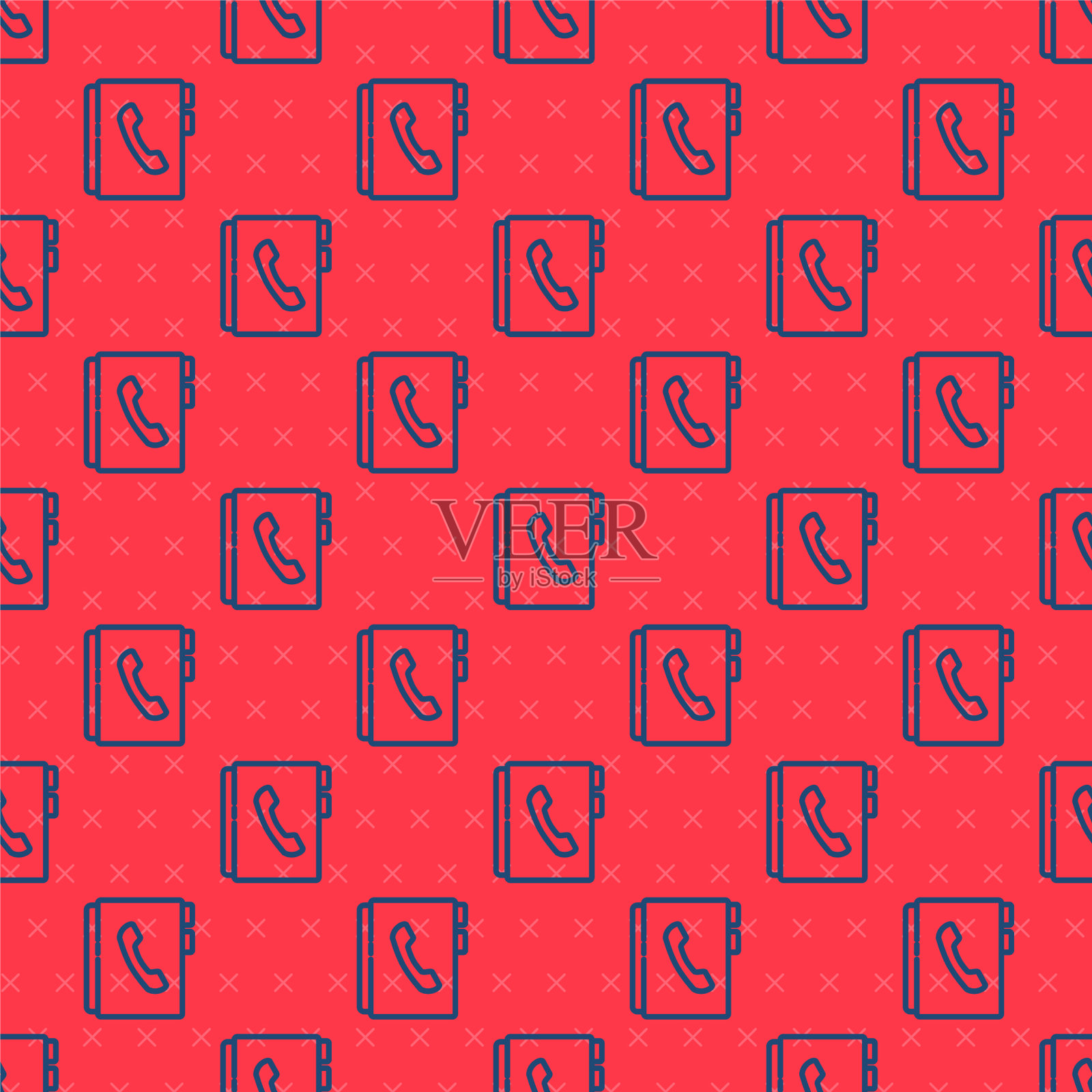 蓝线地址簿图标隔离无缝插画图片素材