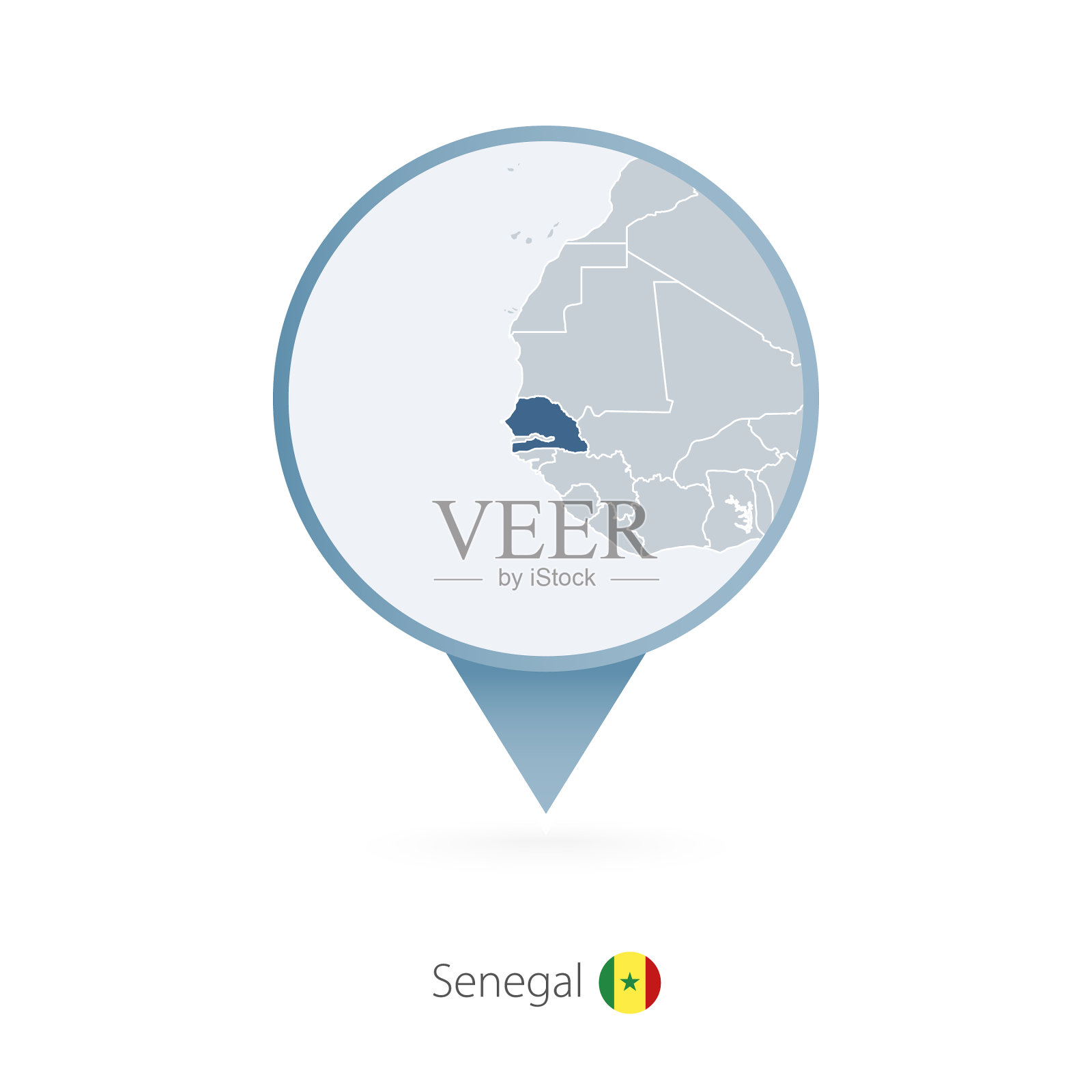 地图钉与详细地图塞内加尔和插画图片素材