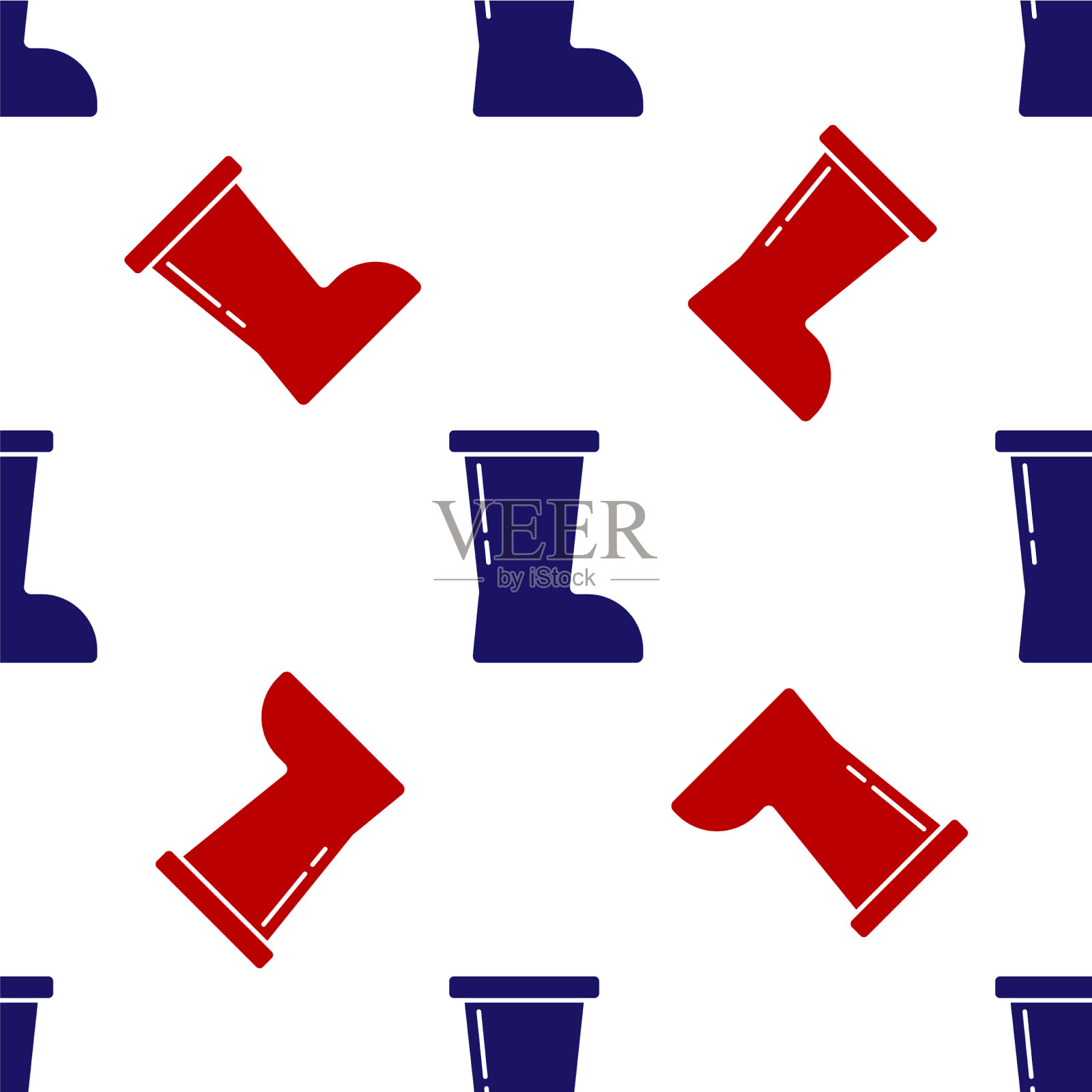 蓝色和红色防水橡胶启动图标隔离插画图片素材