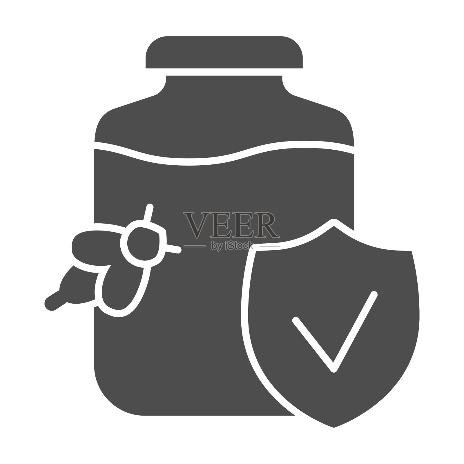 纯蜂蜜与验证标志固体图标蜂蜜插画图片素材