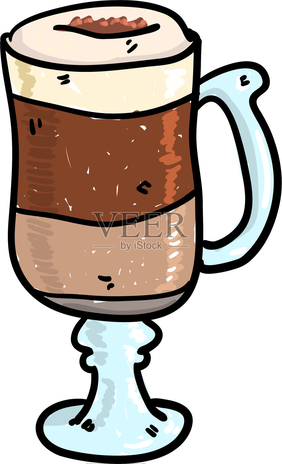 手绘打印杯拿铁涂鸦设计元素图片