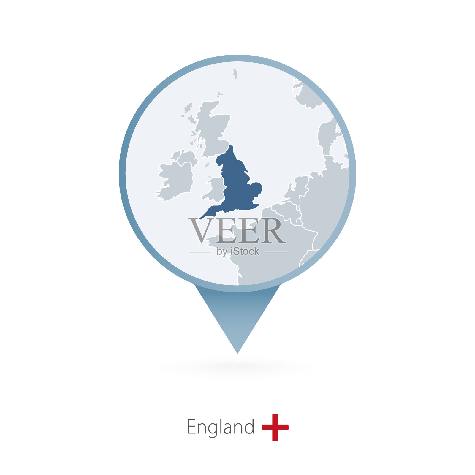 地图针与详细的地图英格兰和插画图片素材