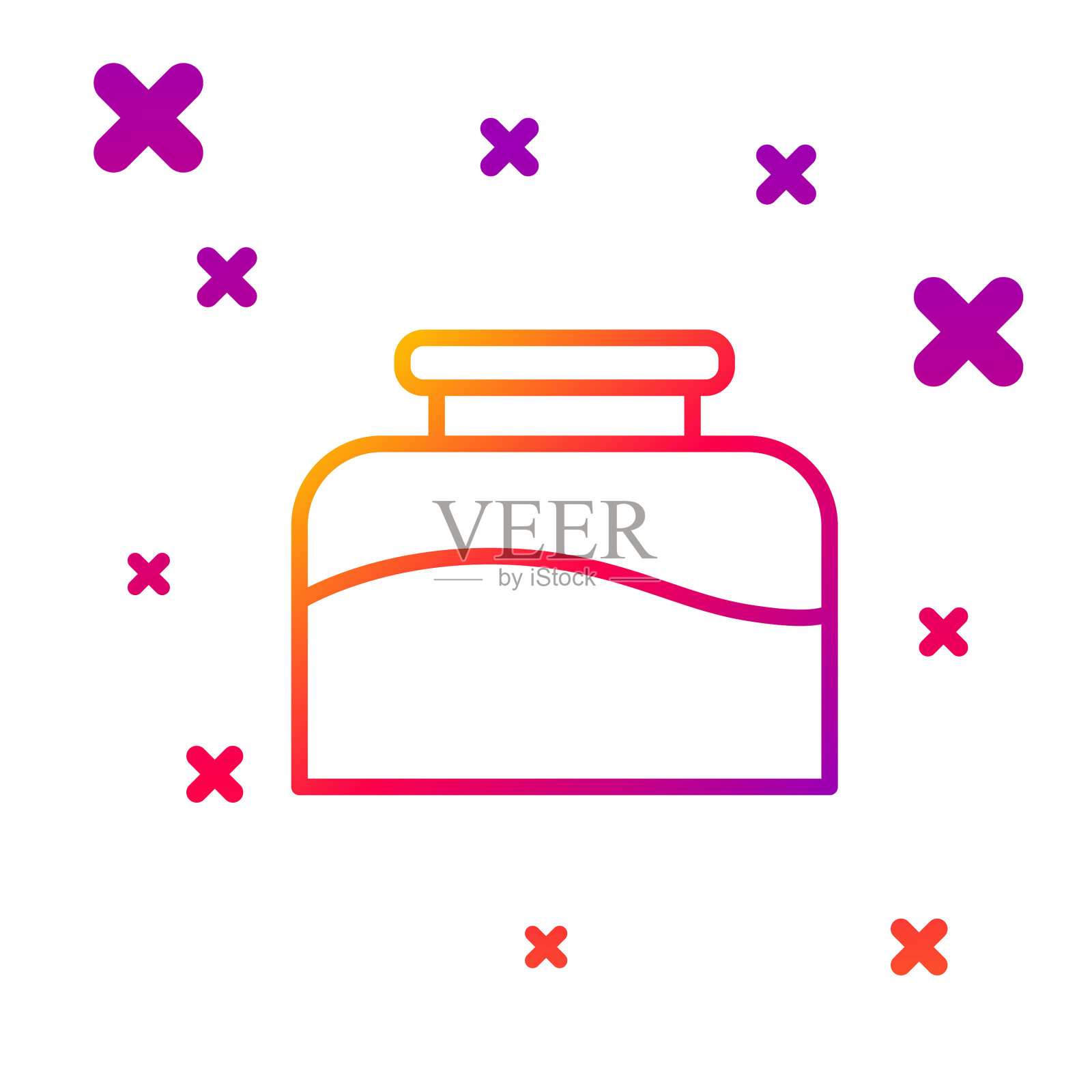 颜色线墨水瓶图标孤立在白色图标素材