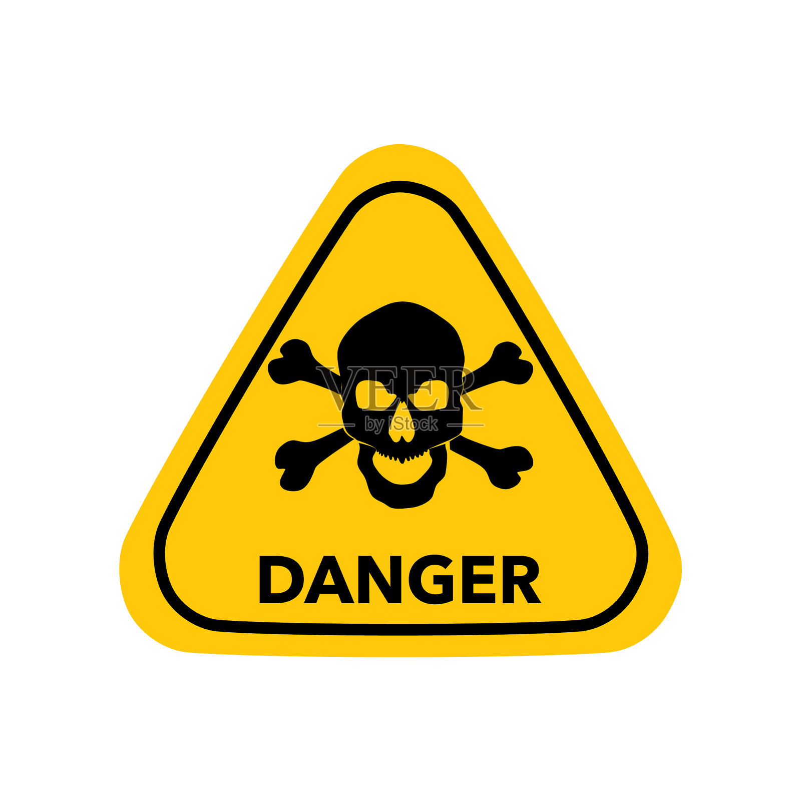 头盖骨危险三角形符号图像孤立插画图片素材