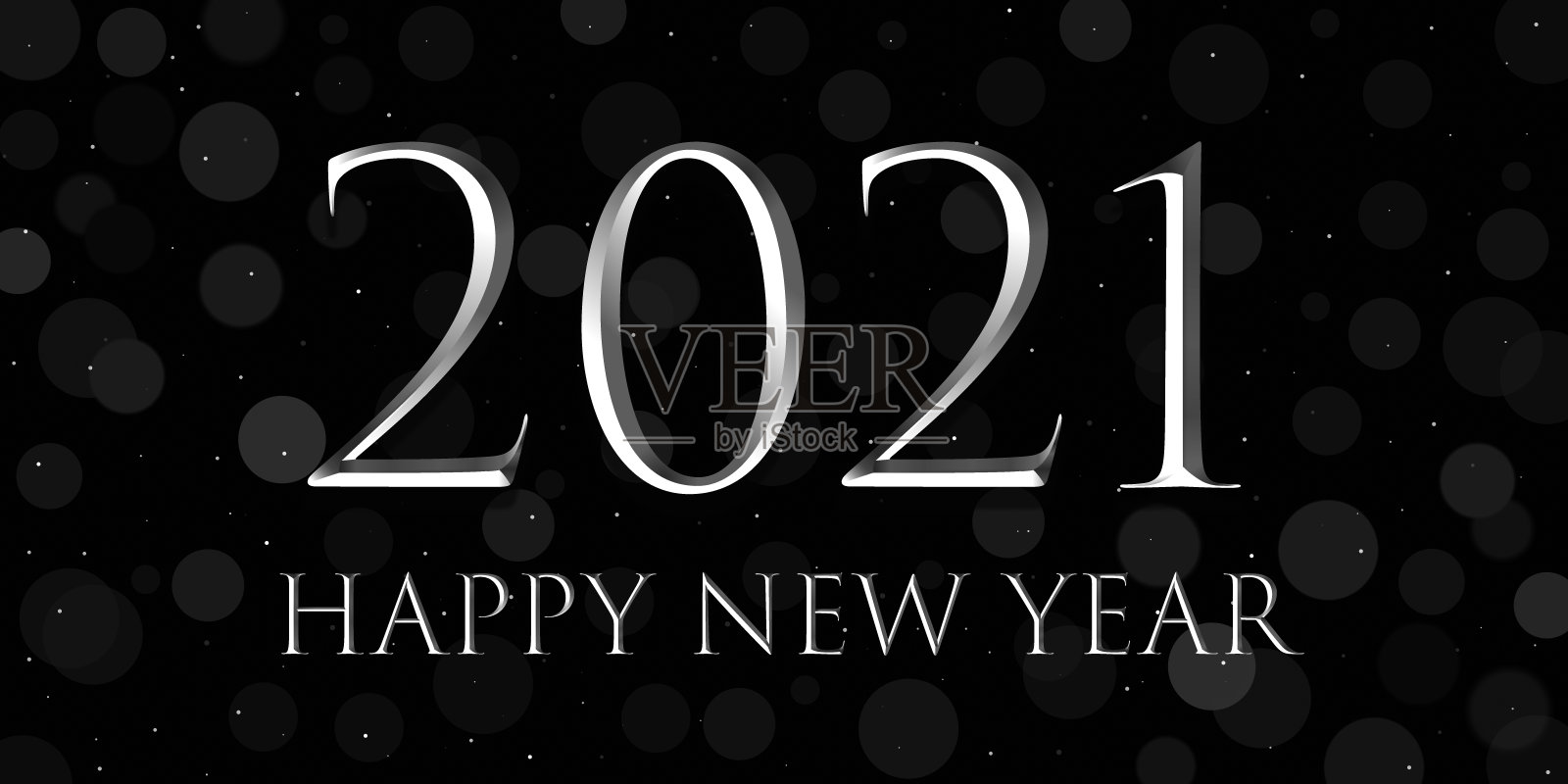 新年快乐2021文字设计黑色和银色的颜色照片摄影图片