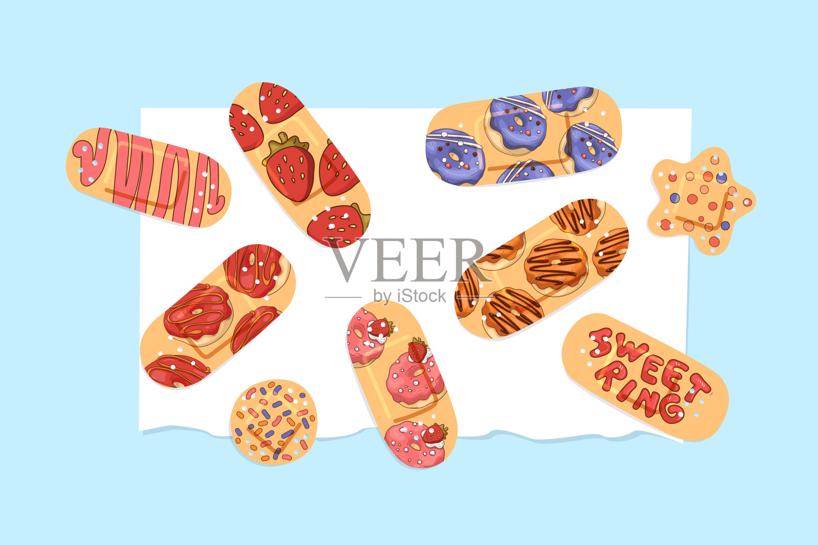 甜蜜的补丁集插画图片素材