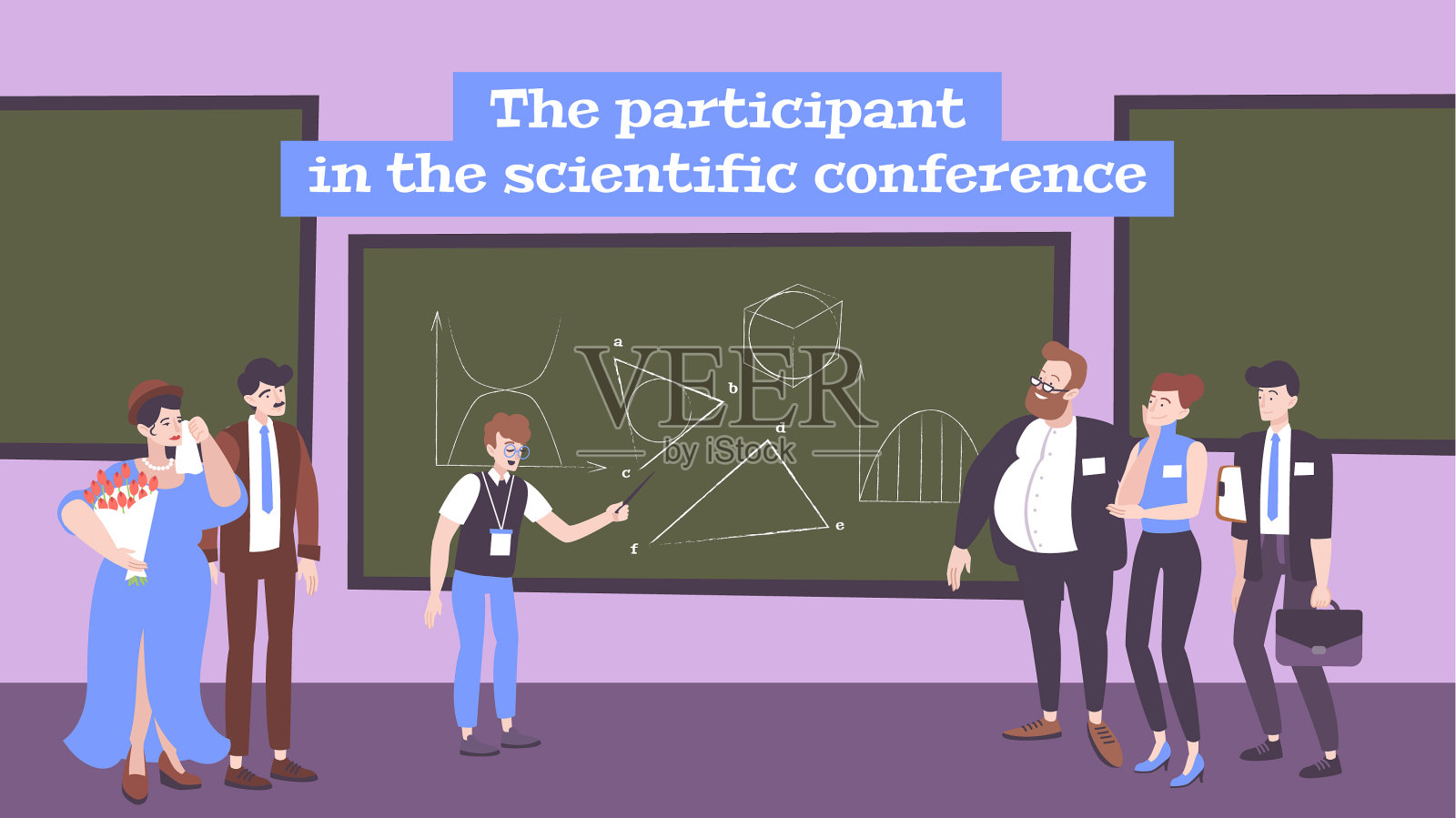科学会议背景平坦插画图片素材